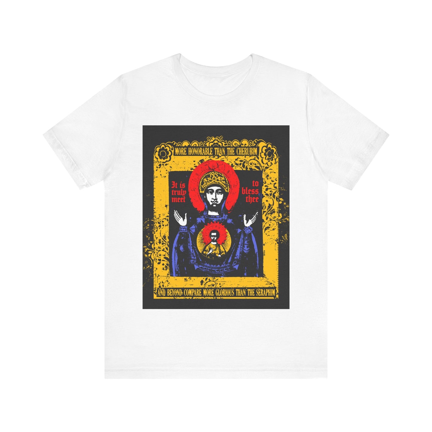 It is Truly Meet To Bless Thee Iconographic | Axion Estin Hymn to the Mother of God Theotokos | Orthodox Christian T-Shirt