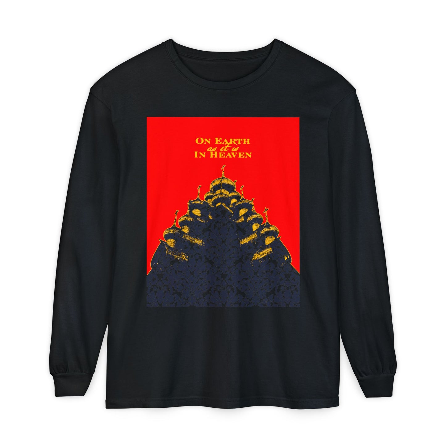 The Church: On Earth As It Is In Heaven | Lord's Prayer | Ancient Russian Wooden Church Design | Orthodox Christian Long Sleeve Shirt