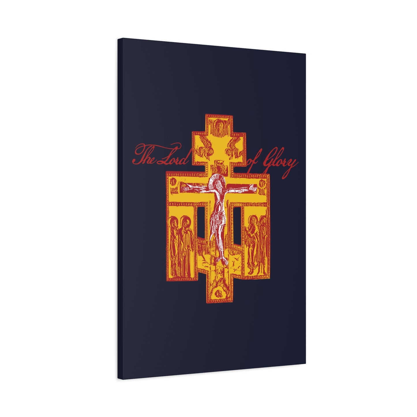 The Lord of Glory | Russian Golgotha Crucifix IconoGraphic (Blue BG) | 1 Corinthians 2:8 | Orthodox Christian Canvas Art