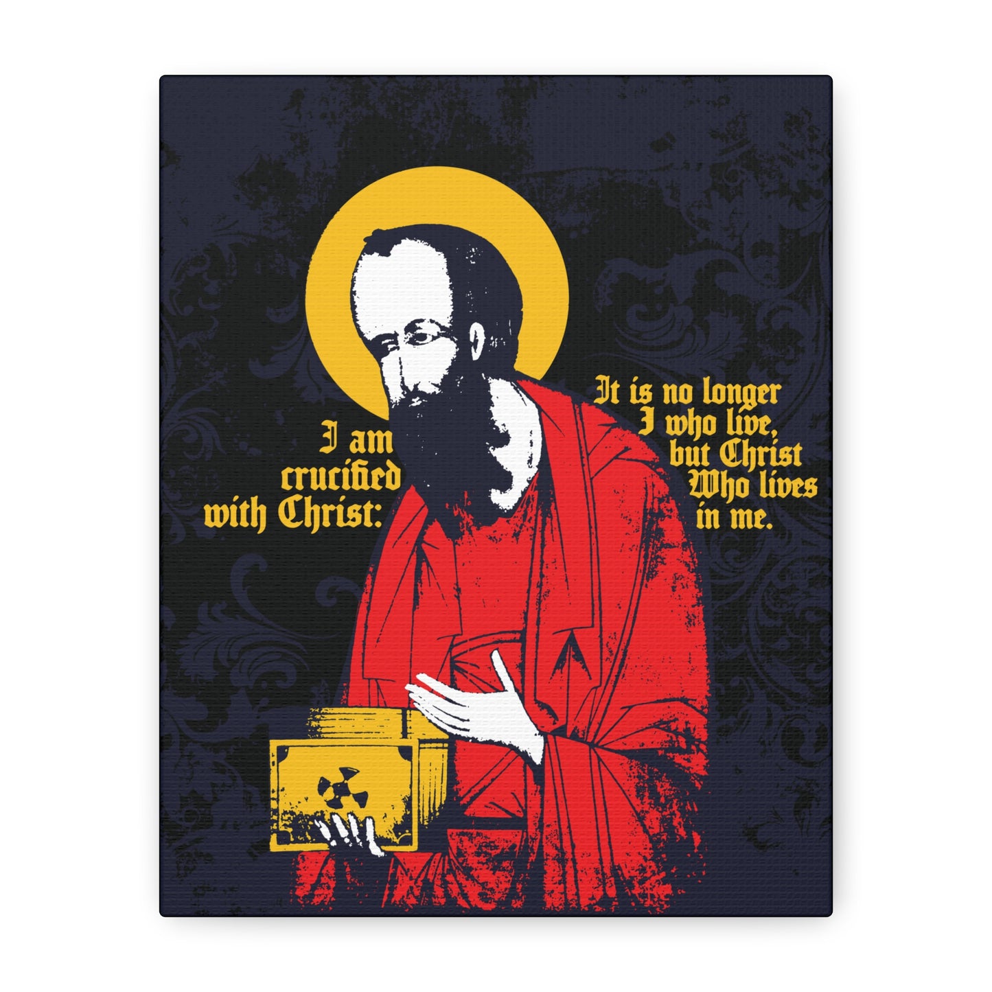 St Paul Holding Gospel Iconographic | I am crucified with Christ (Galatians 2:20) | Orthodox Christian Canvas Art