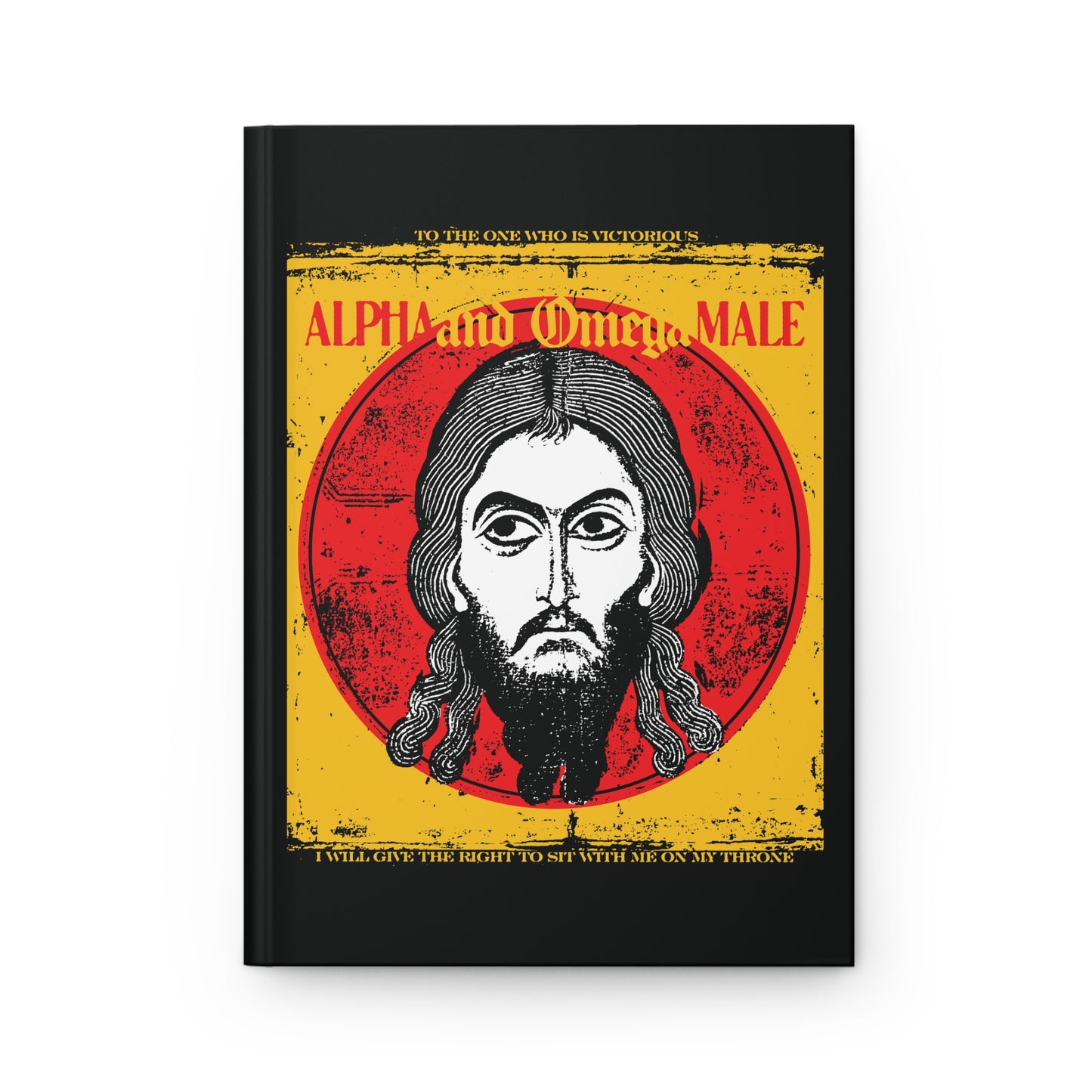 Alpha and Omega Male (Jesus Christ Image of Edessa IkonoGraphic) | Mandylion Image Made Without Hands | Orthodox Christian Hardcover Journal-Journal-Remembrance of Death