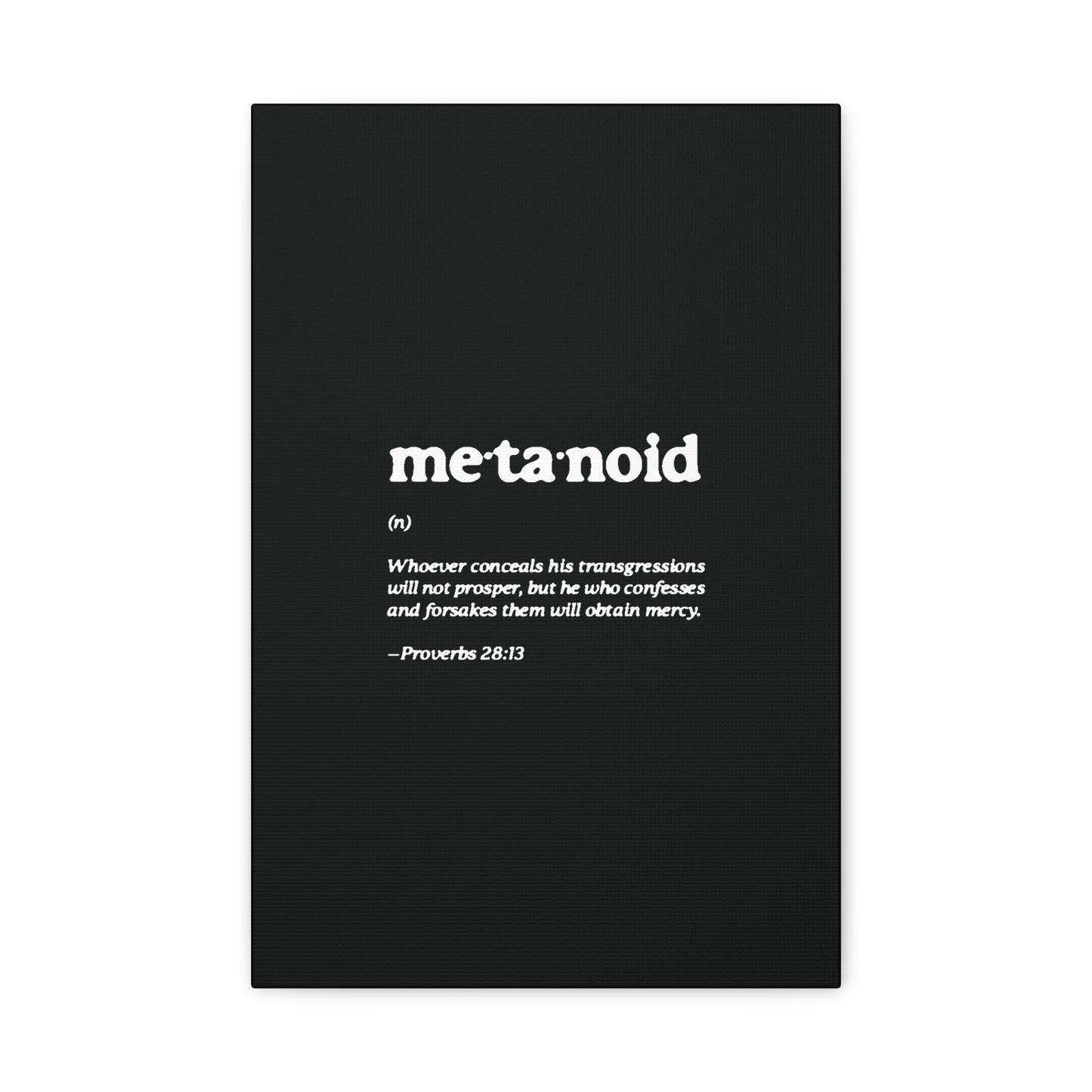 Metanoia Metanoid Definition | Proverbs 28:13 | Confession & Repentance | Minimalist Design | Orthodox Christian Canvas Art