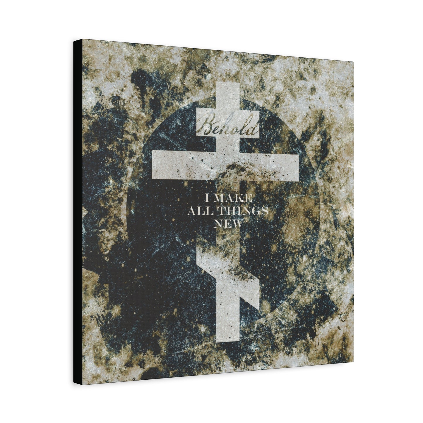 Behold, I Make All Things New | Revelation 21:5 | Cosmic Textured Orthodox Cross | Parousia | Orthodox Christian Canvas Art