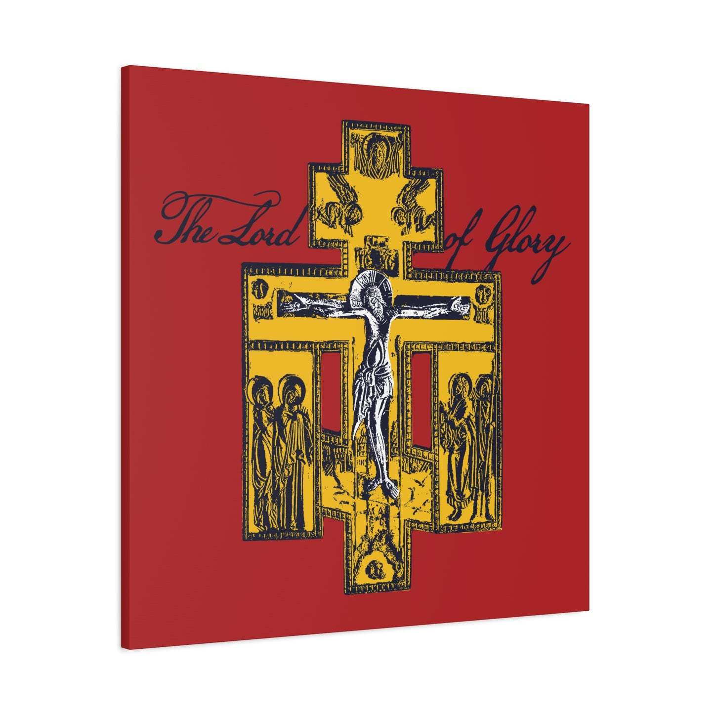 The Lord of Glory | Russian Golgotha Crucifix IconoGraphic (Red BG) | 1 Corinthians 2:8 | Orthodox Christian Canvas Art