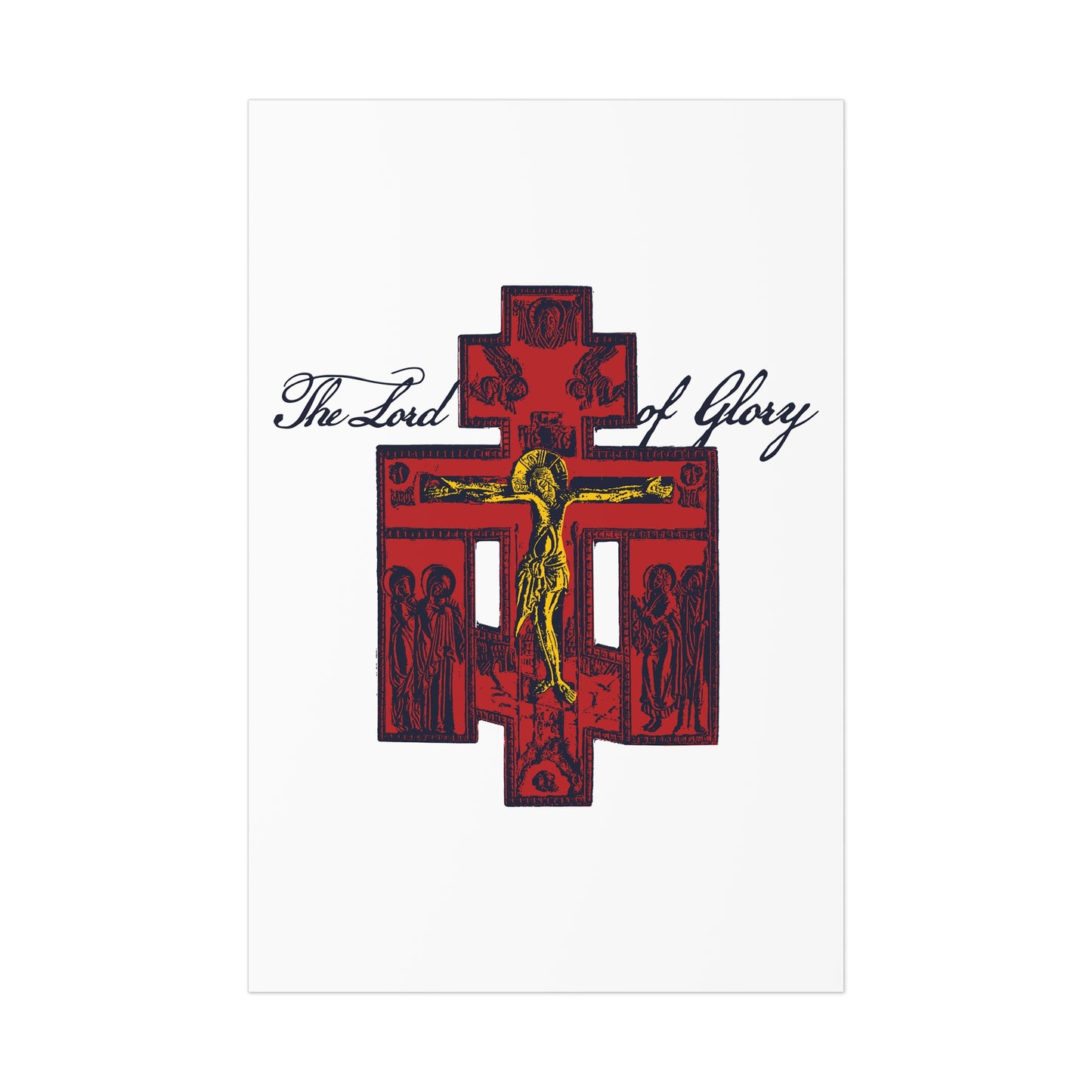 The Lord of Glory | Russian Golgotha Crucifix IconoGraphic (White BG) | 1 Corinthians 2:8 | Orthodox Christian Art Poster