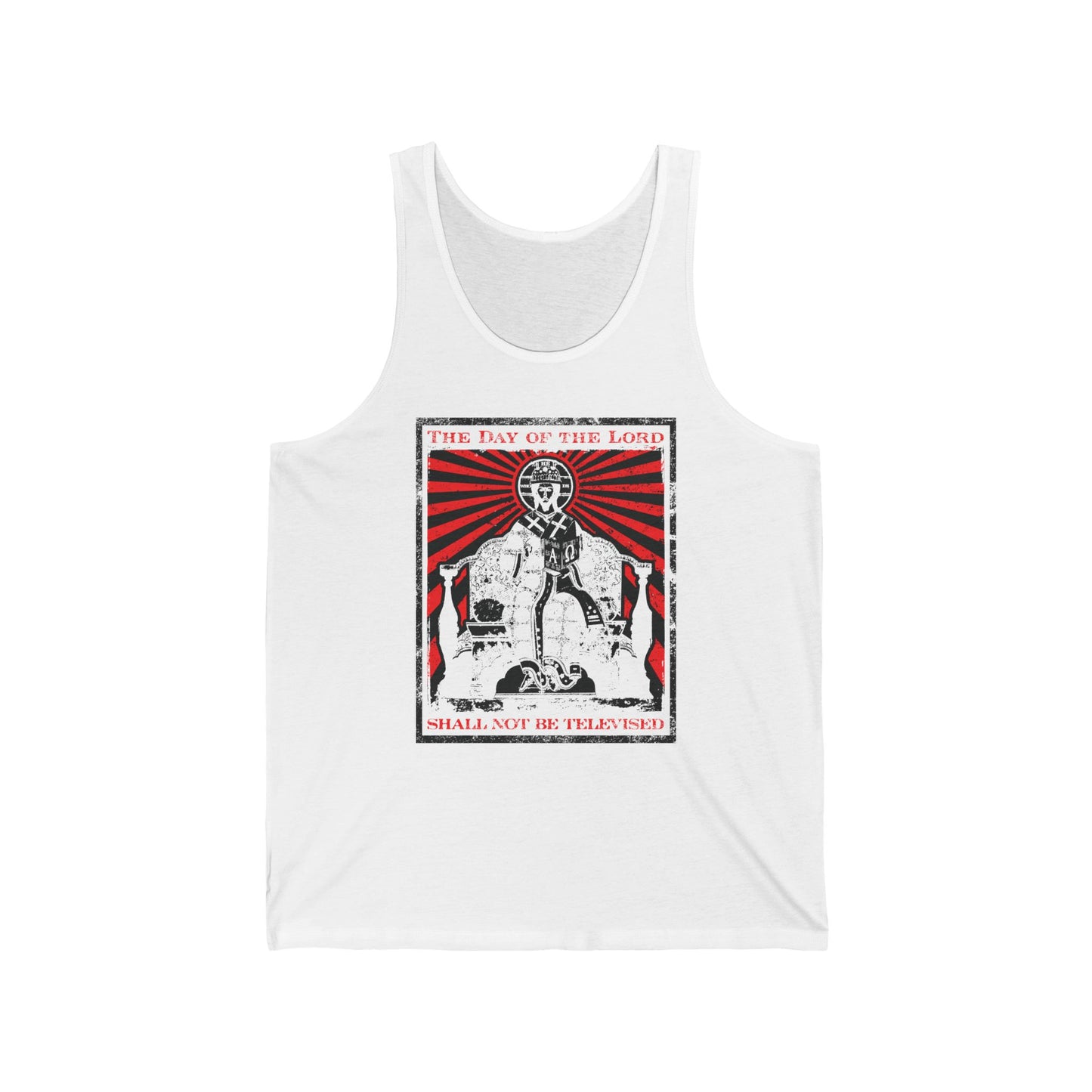 The Day of the Lord Shall Not Be Televised | Jesus Christ Enthroned Iconographic | Second Coming | Revelation | Orthodox Christian Jersey Tank Top