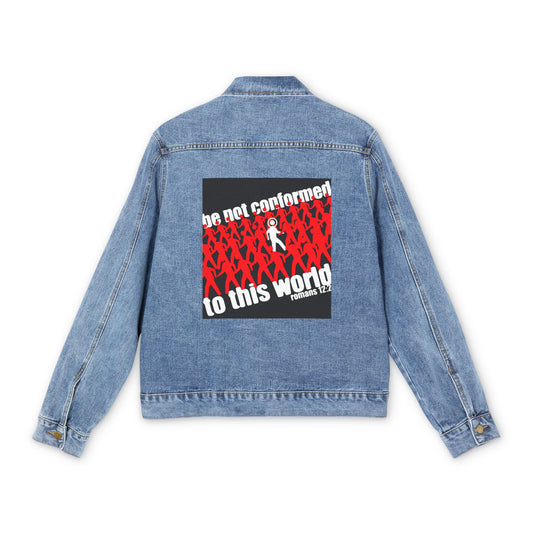 Be Not Conformed to This World (Romans 12:2) | Reject the Modern World | Orthodox Christian Blue Denim Jacket