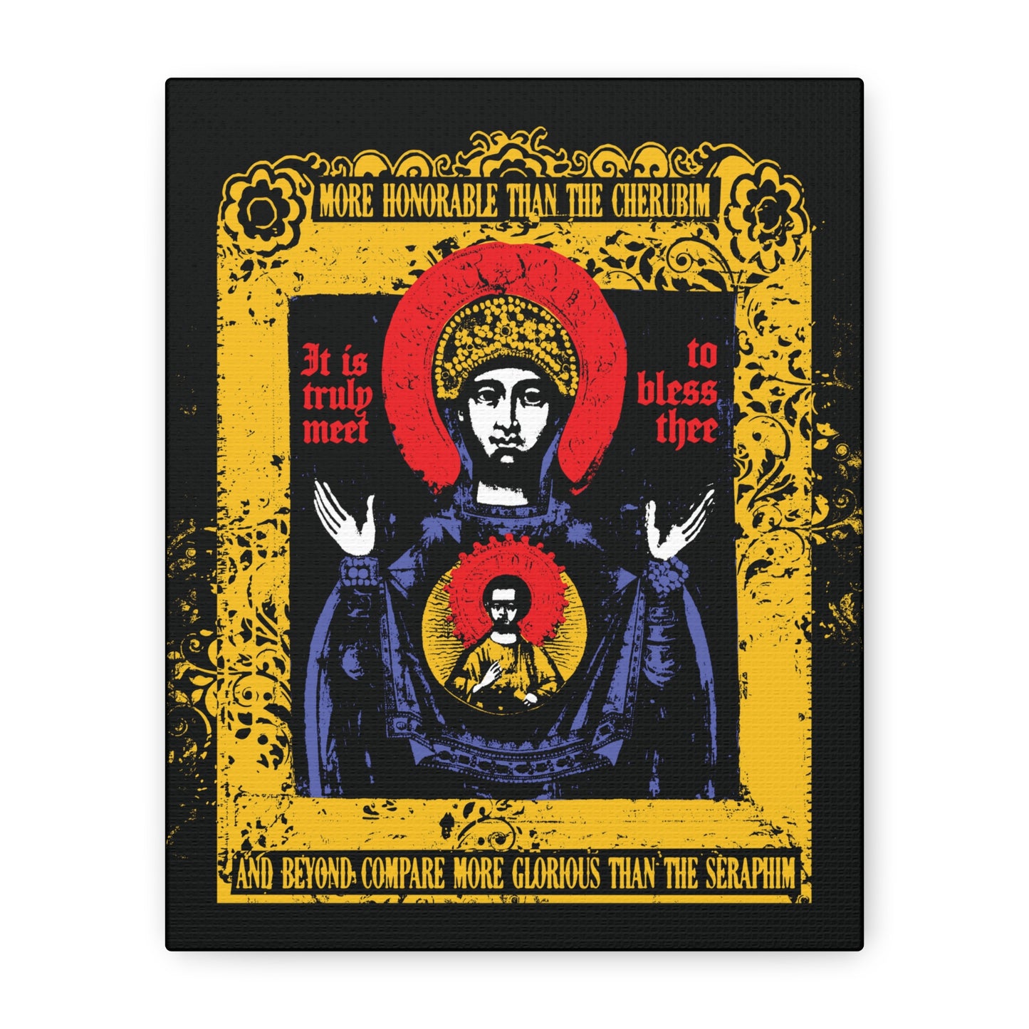 It is Truly Meet To Bless Thee Iconographic | Axion Estin Hymn to the Mother of God Theotokos | Orthodox Christian Canvas Art