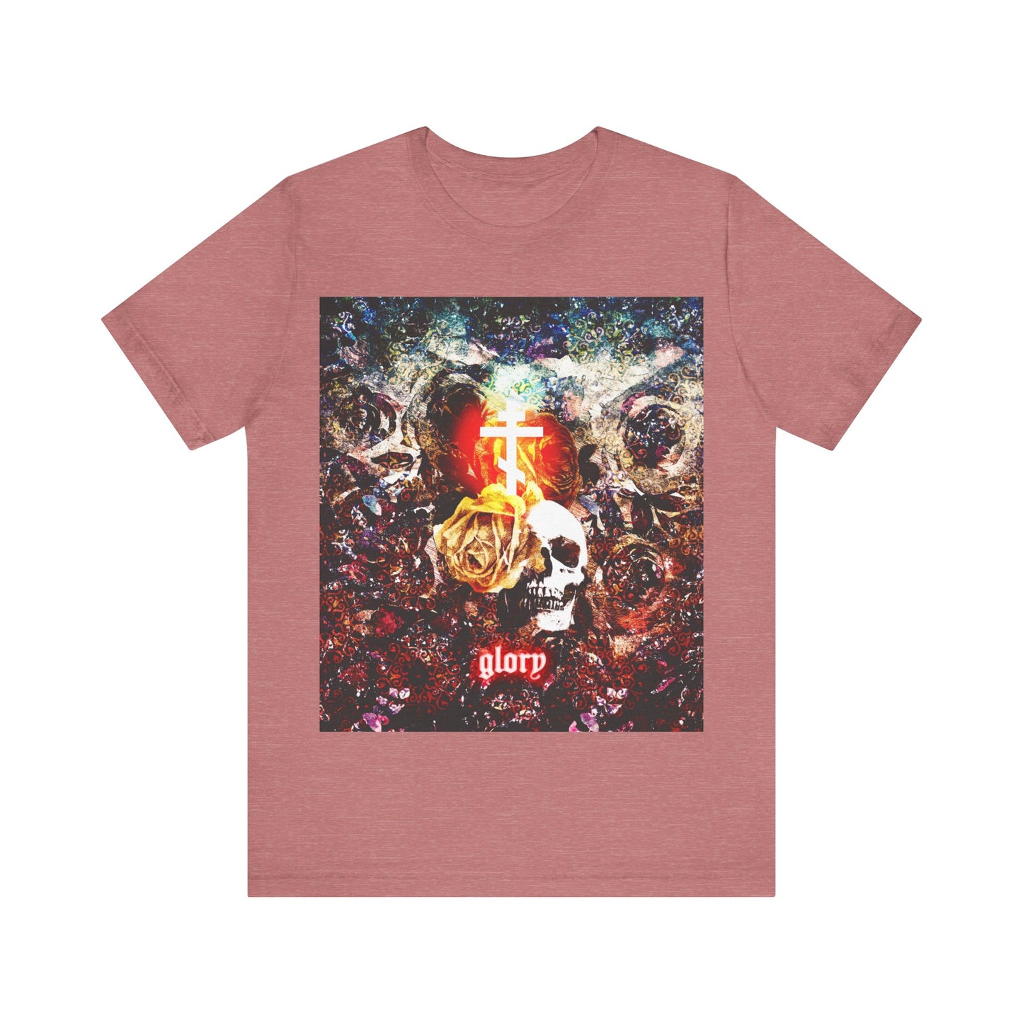 Now the Son of Man is Glorified, and God is Glorified in Him (John 13:31) | Skull and Floral Glowing Cross Design | Orthodox Christian T-Shirt