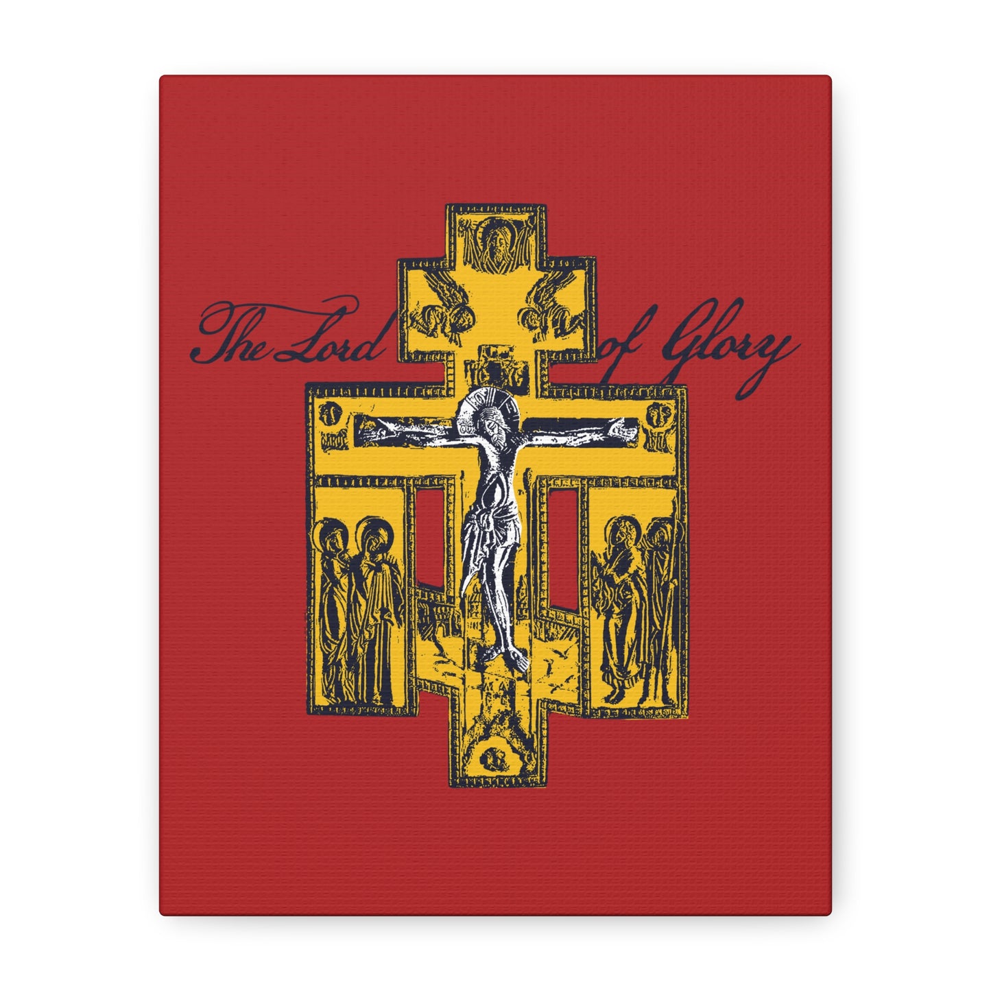 The Lord of Glory | Russian Golgotha Crucifix IconoGraphic (Red BG) | 1 Corinthians 2:8 | Orthodox Christian Canvas Art