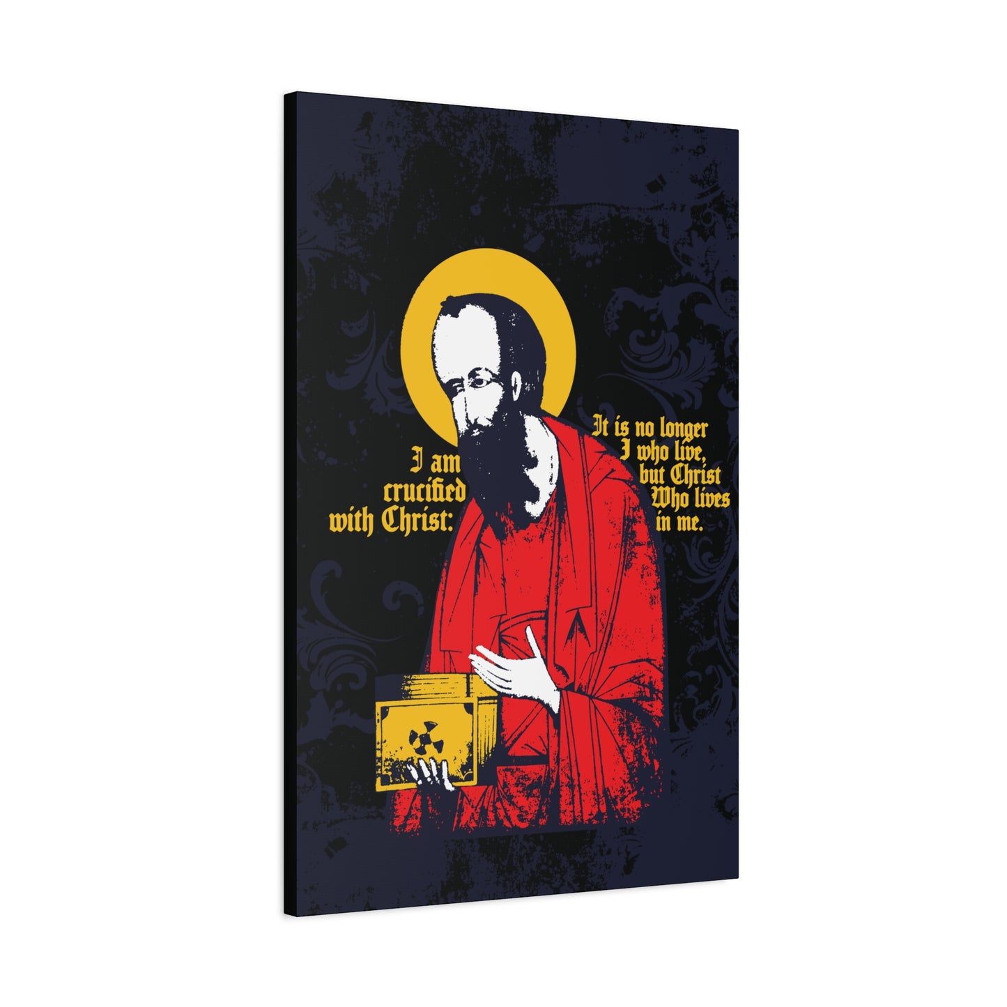 St Paul Holding Gospel Iconographic | I am crucified with Christ (Galatians 2:20) | Orthodox Christian Canvas Art