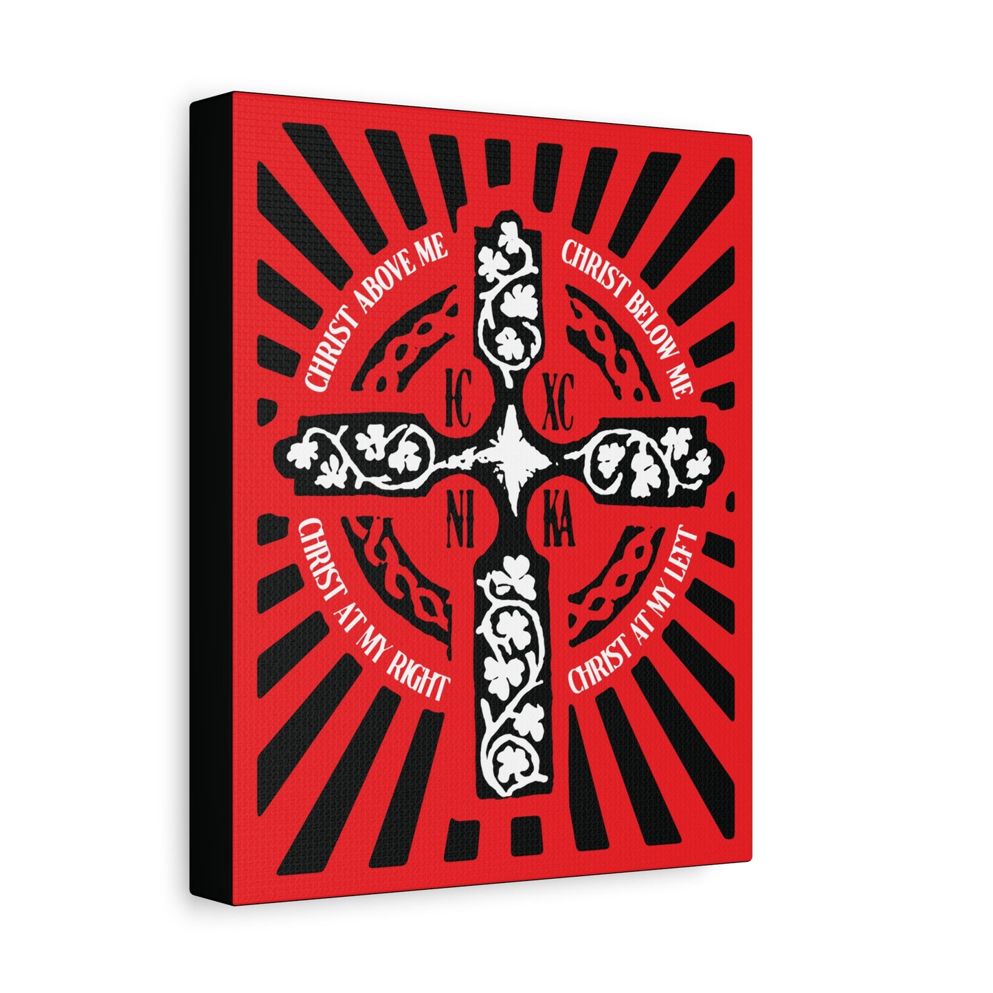 Red ICXC NIKA Enniskillen Celtic Cross | Lorica of St. Patrick | Shield Prayer | Orthodox Christian Canvas Art