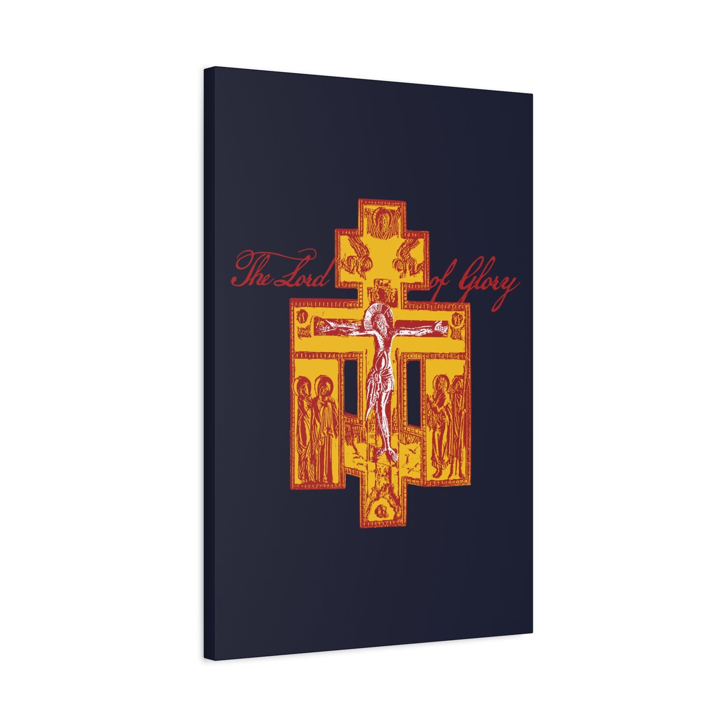 The Lord of Glory | Russian Golgotha Crucifix IconoGraphic (Blue BG) | 1 Corinthians 2:8 | Orthodox Christian Canvas Art