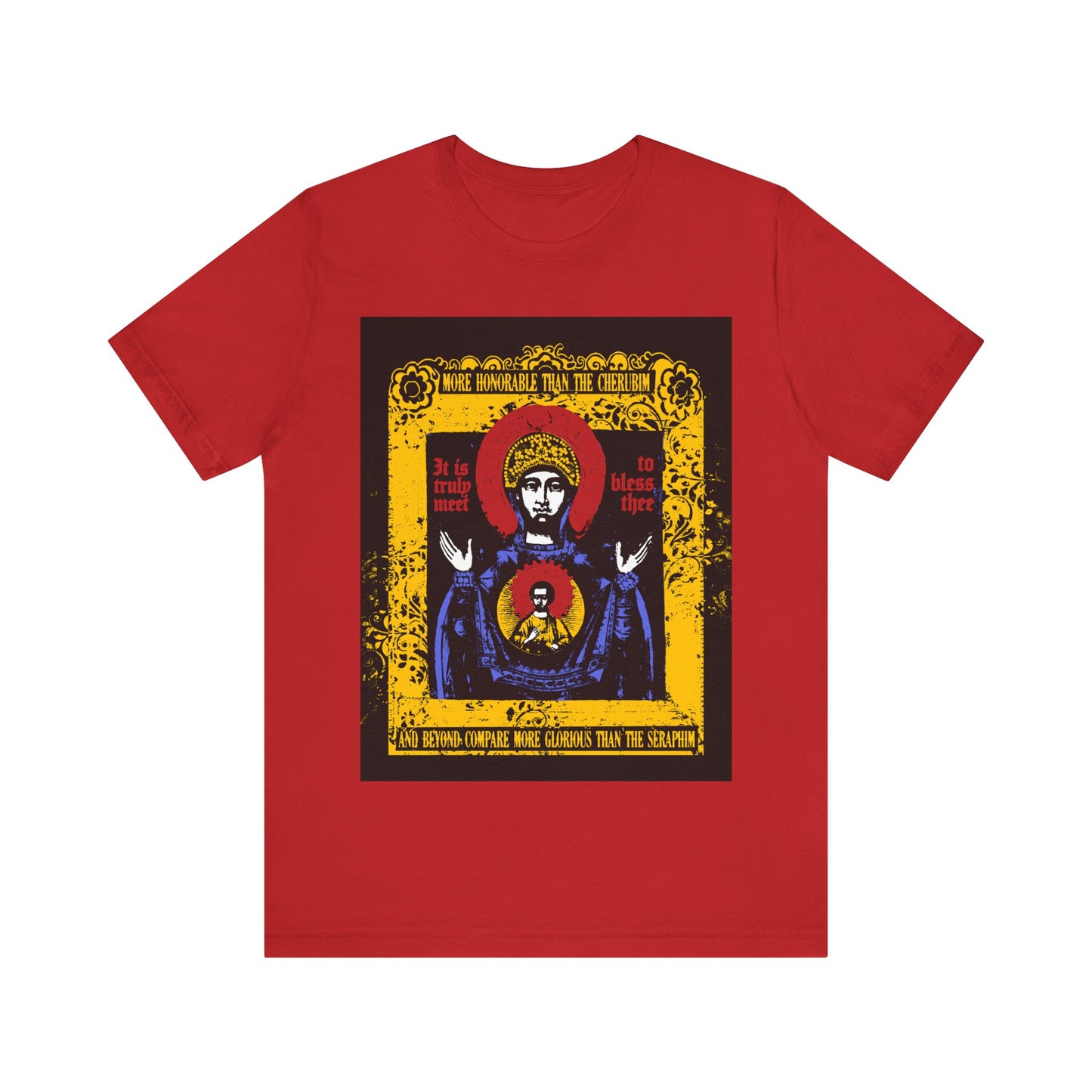 It is Truly Meet To Bless Thee Iconographic | Axion Estin Hymn to the Mother of God Theotokos | Orthodox Christian T-Shirt