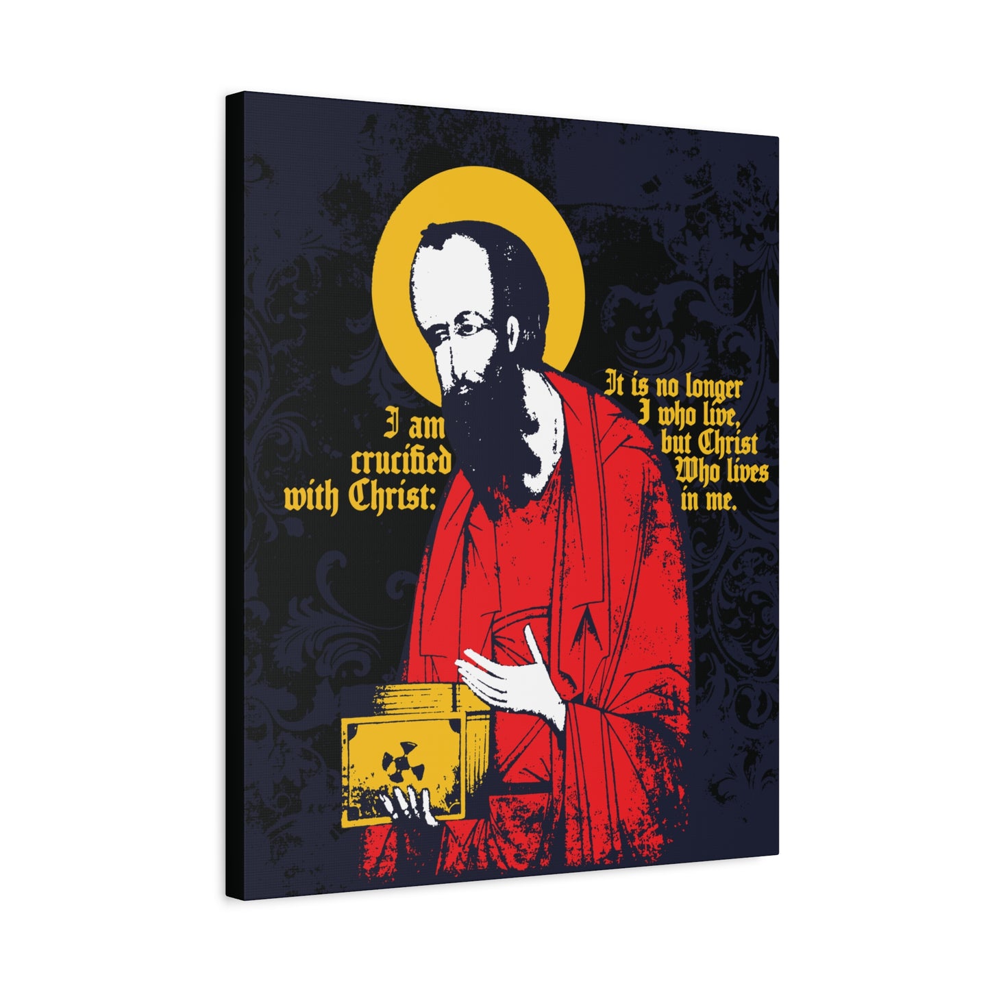St Paul Holding Gospel Iconographic | I am crucified with Christ (Galatians 2:20) | Orthodox Christian Canvas Art