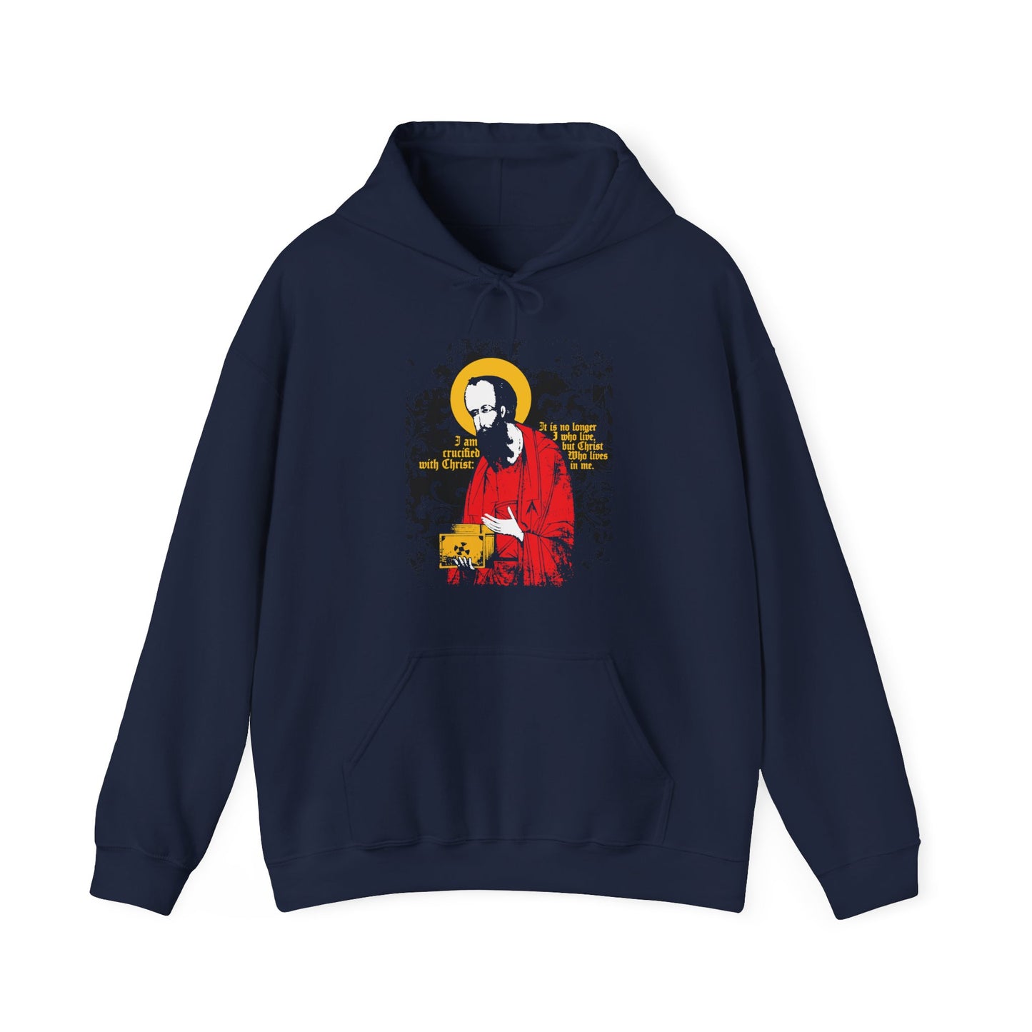 St Paul Holding Gospel Iconographic | I am crucified with Christ (Galatians 2:20) | Orthodox Christian Hoodie