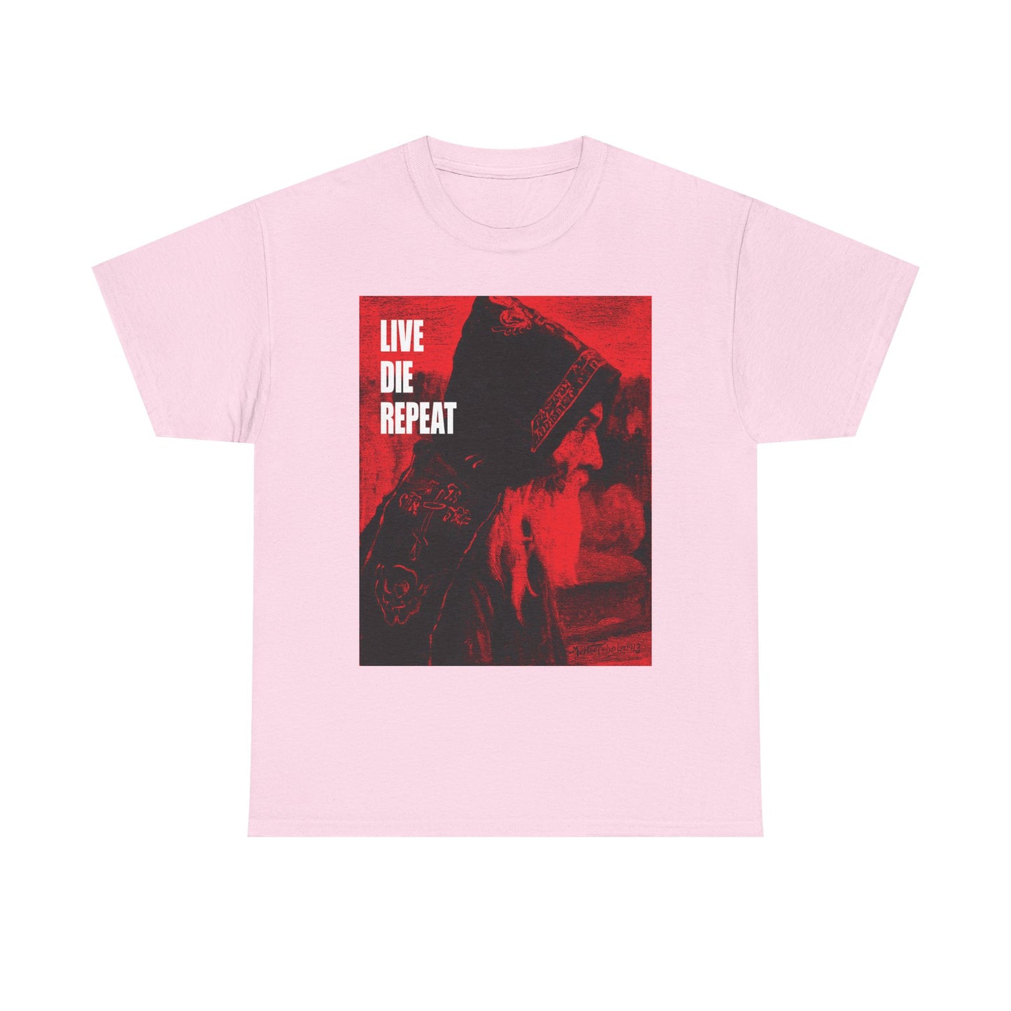 Live Die Repeat | Orthodox Monk Art by Mikhail Nesterov | Die Every Day, You Will Live Forever | Ascetic | Midweight Cotton Unisex Tee