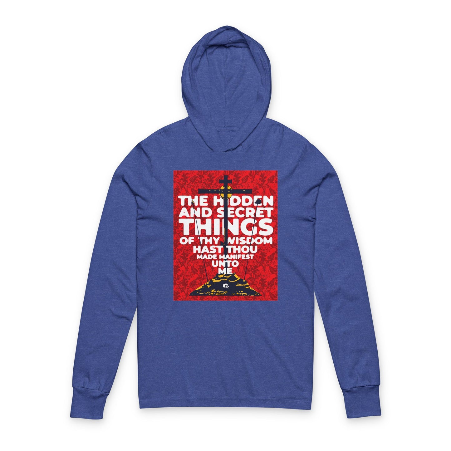 The Hidden and Secret Things of Thy Wisdom (Psalm 50/51) | Golgotha Cross | Skull of Adam | Orthodox Long Sleeve Hooded Shirt