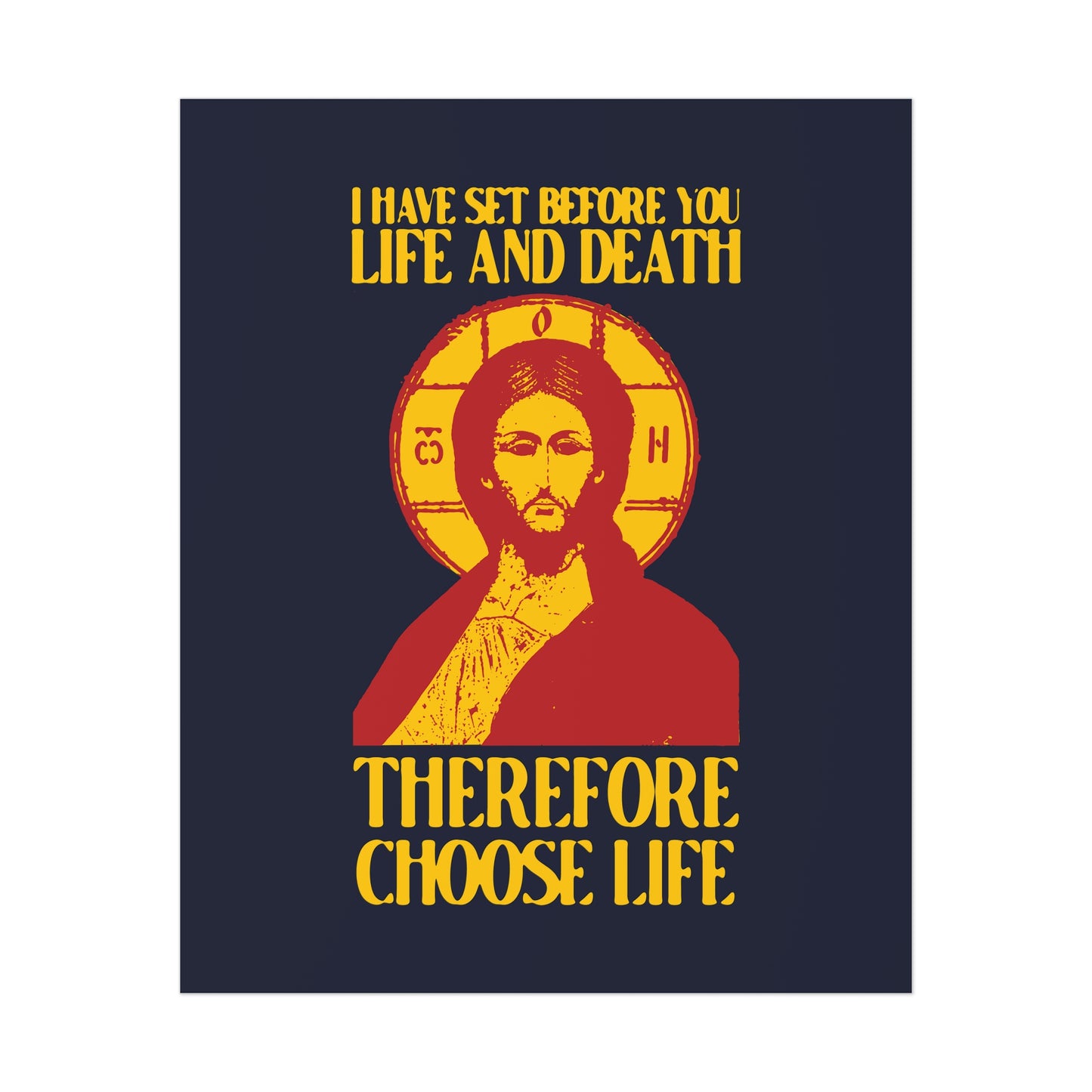 I Have Set Before You Life and Death (Deut. 30:11-20) Blue Design No. 1 | Orthodox Christian Art Poster