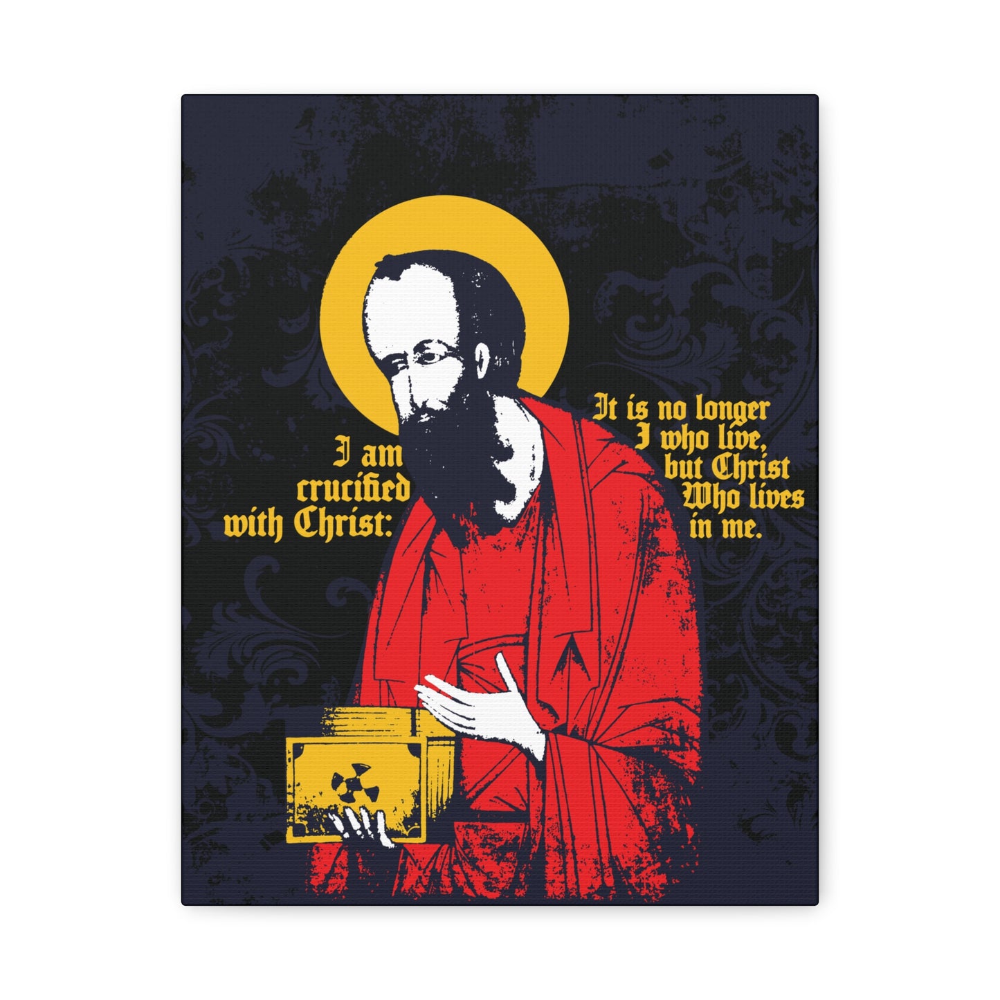 St Paul Holding Gospel Iconographic | I am crucified with Christ (Galatians 2:20) | Orthodox Christian Canvas Art