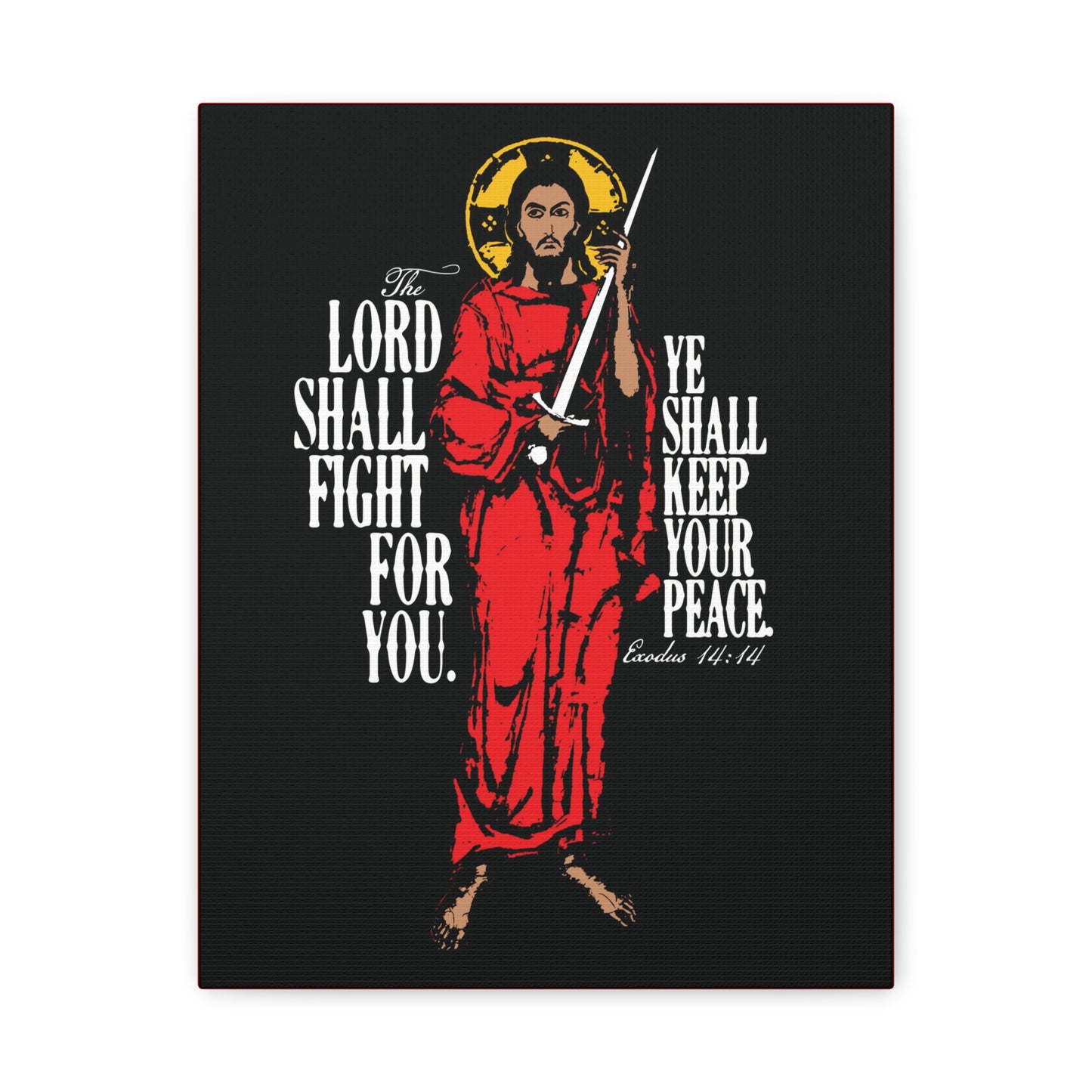 The Lord Shall Fight For You (Exodus 14:14) | Jesus Christ with Sword IconoGraphic | Orthodox Christian Canvas Art
