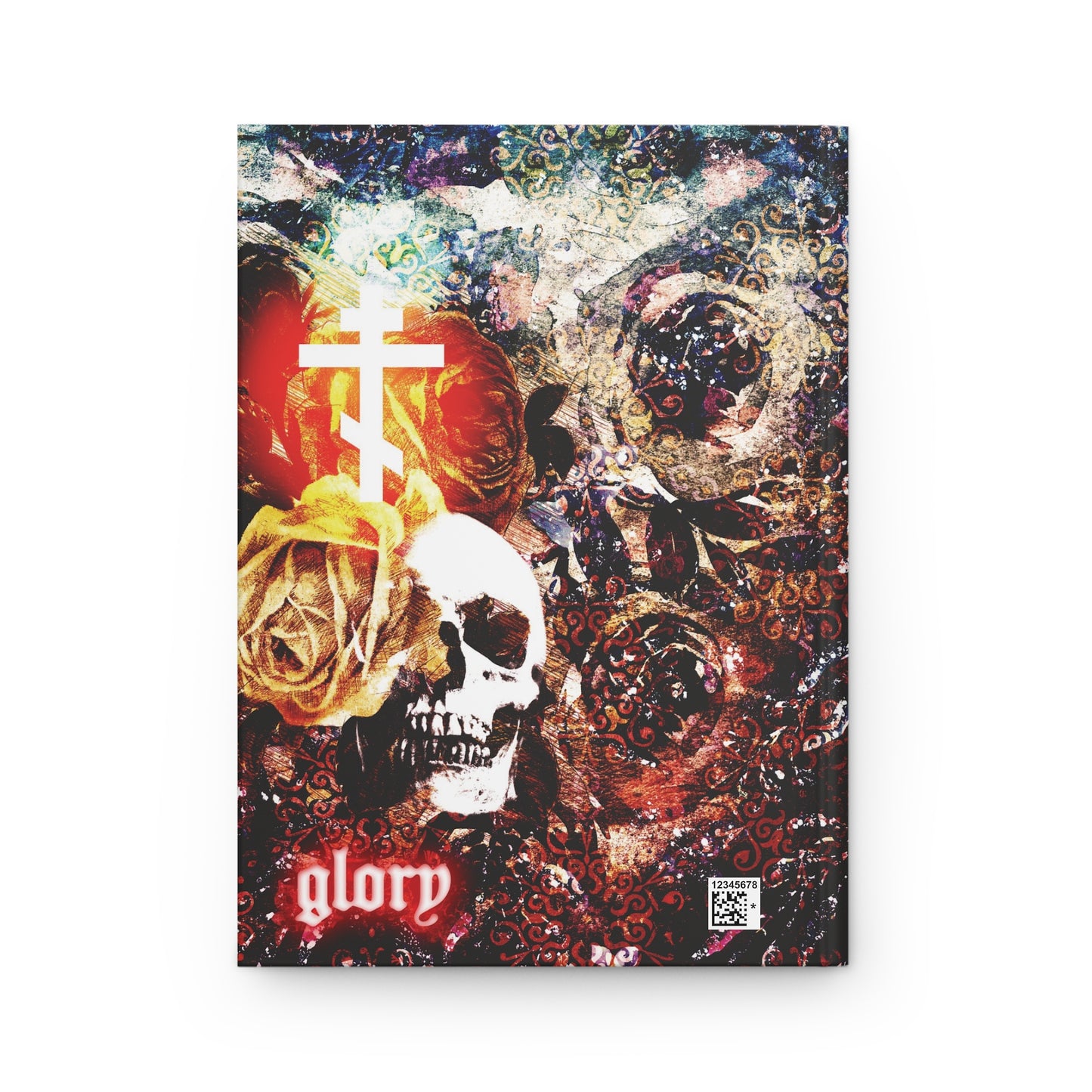 Now the Son of Man is Glorified, and God is Glorified in Him (John 13:31) | Skull and Floral Glowing Cross Design | Orthodox Christian Hardcover Blank Journal