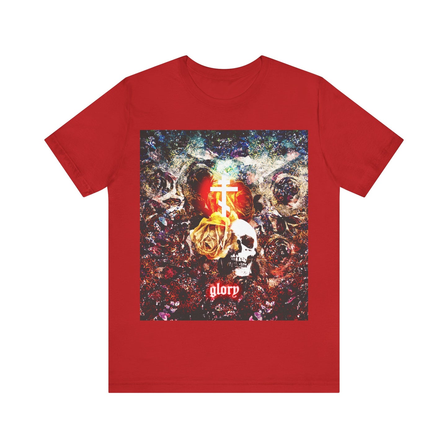 Now the Son of Man is Glorified, and God is Glorified in Him (John 13:31) | Skull and Floral Glowing Cross Design | Orthodox Christian T-Shirt