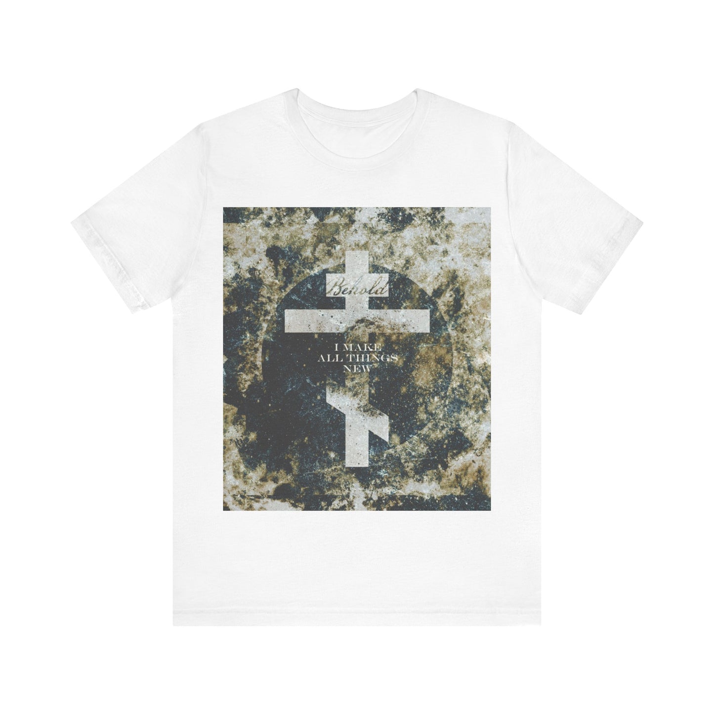 Behold, I Make All Things New | Revelation 21:5 | Cosmic Textured Orthodox Cross | Parousia | Orthodox Christian T-Shirt