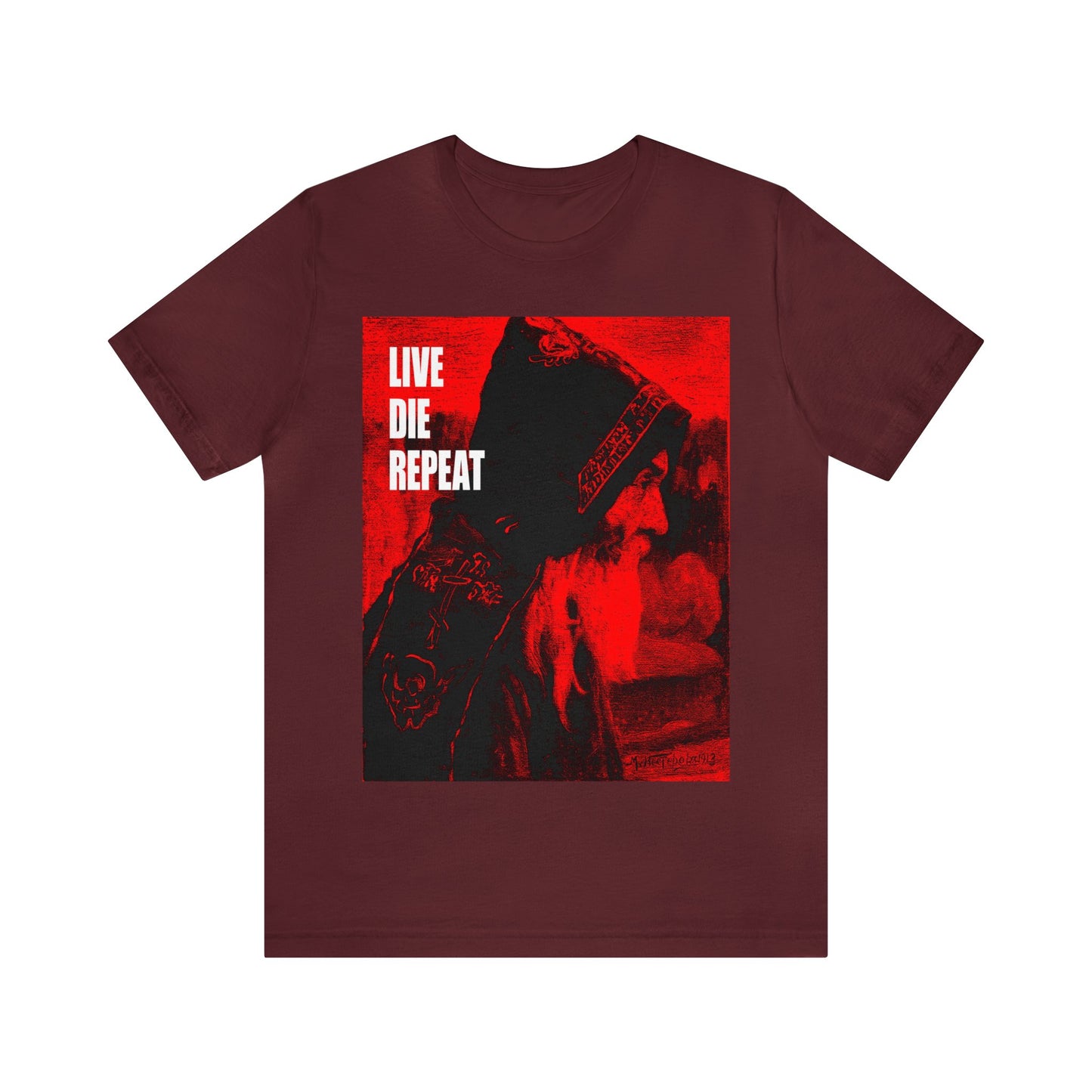 Live Die Repeat (Featuring "Monk" Artwork by Mikhail Nesterov) No. 1 | Orthodox Christian T-Shirt