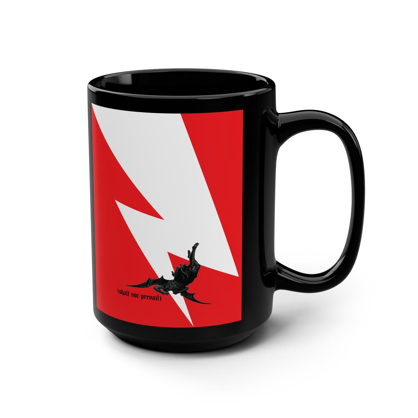 Shall Not Prevail | Satan Fell from Heaven Like Lightning (Luke 10:18) | Minimalist Design | Orthodox Christian 15oz Black Mug
