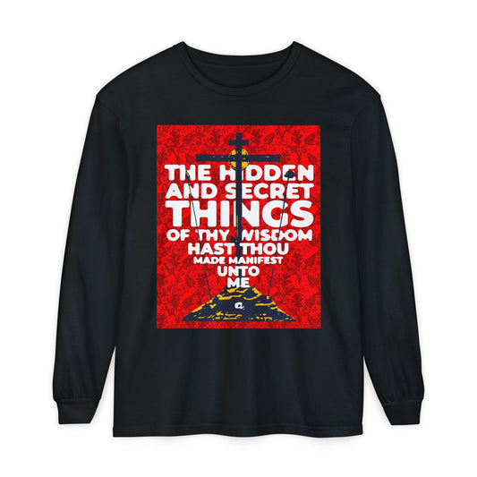 The Hidden and Secret Things of Thy Wisdom (Psalm 50/51) | Golgotha Cross | Skull of Adam | Orthodox Christian Long Sleeve Shirt