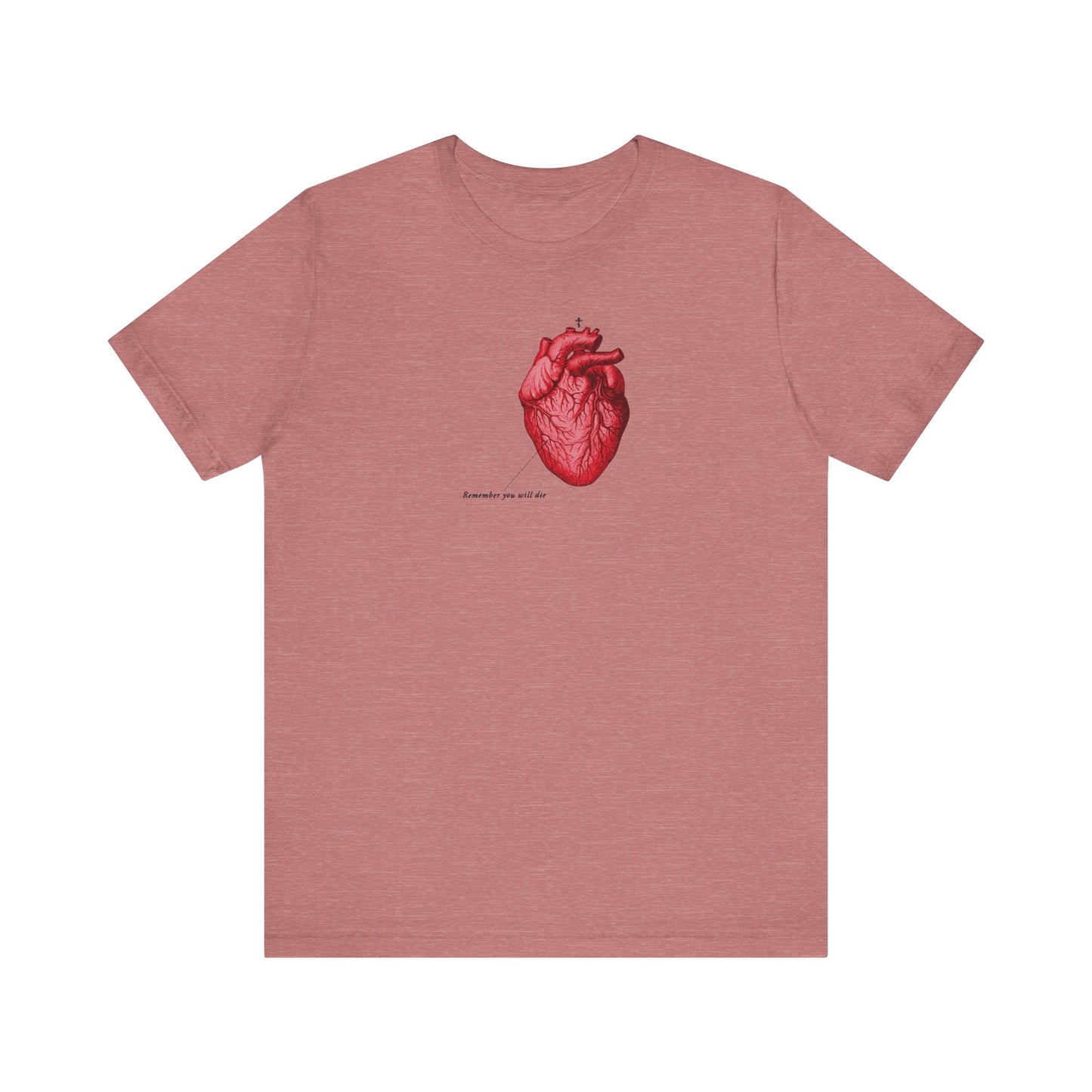 Remember You Will Die Retro Medical Textbook Heart Design | Orthodox Christian T-Shirt-Heather Mauve-S-Remembrance of Death