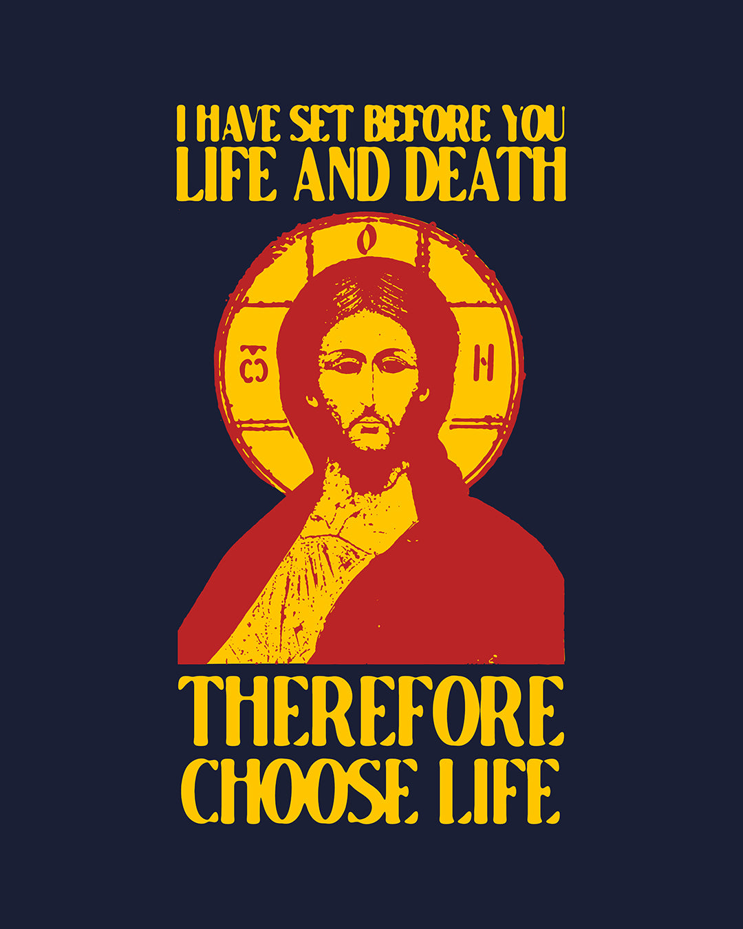 I Have Set Before You Life and Death (Deut. 30:11-20) Blue Design No. 1 | Orthodox Christian T-Shirt