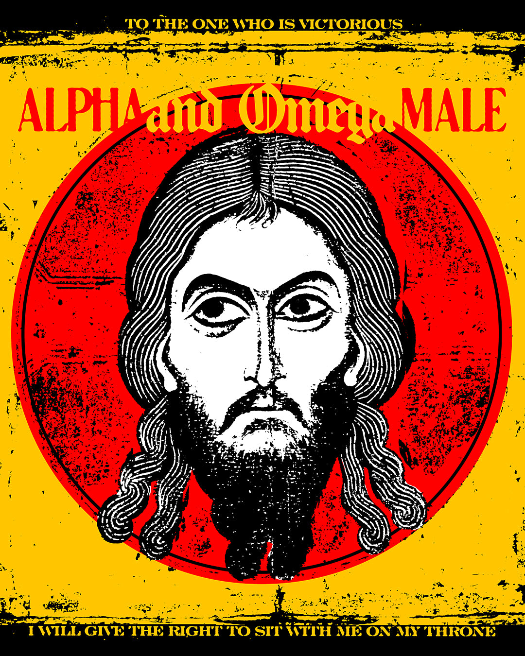 Alpha and Omega Male (Jesus Christ Image of Edessa IkonoGraphic) | Mandylion Image Made Without Hands | Orthodox Christian T-Shirt-Remembrance of Death
