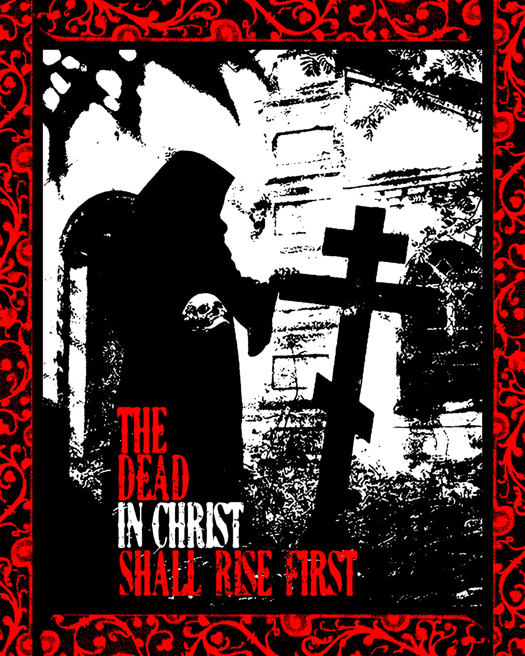 The Dead in Christ Shall Rise First | Gothic Graveyard Design | 1 Thessalonians 4:16 | Orthodox Christian Long Sleeve Shirt