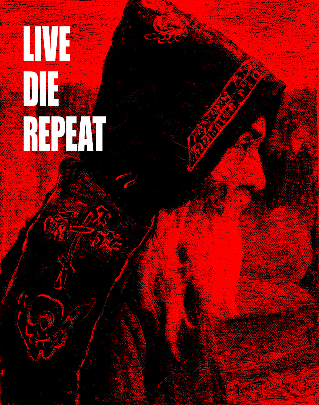 Live Die Repeat (Featuring "Monk" Artwork by Mikhail Nesterov) No. 1 | Orthodox Christian Hoodie / Hooded Sweatshirt