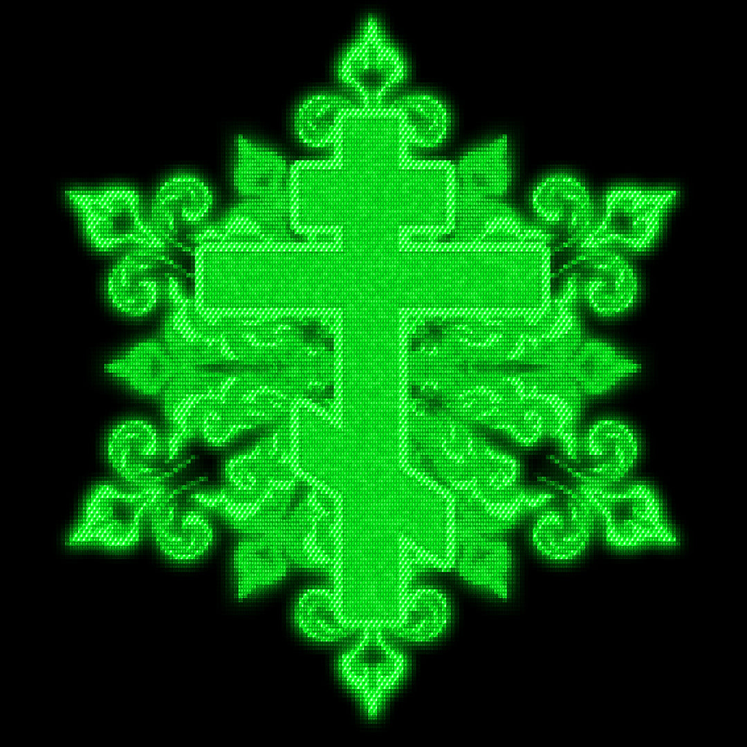 Ornate Retro Computer Screen Green Pixel Cross | Orthodox Christian T-Shirt