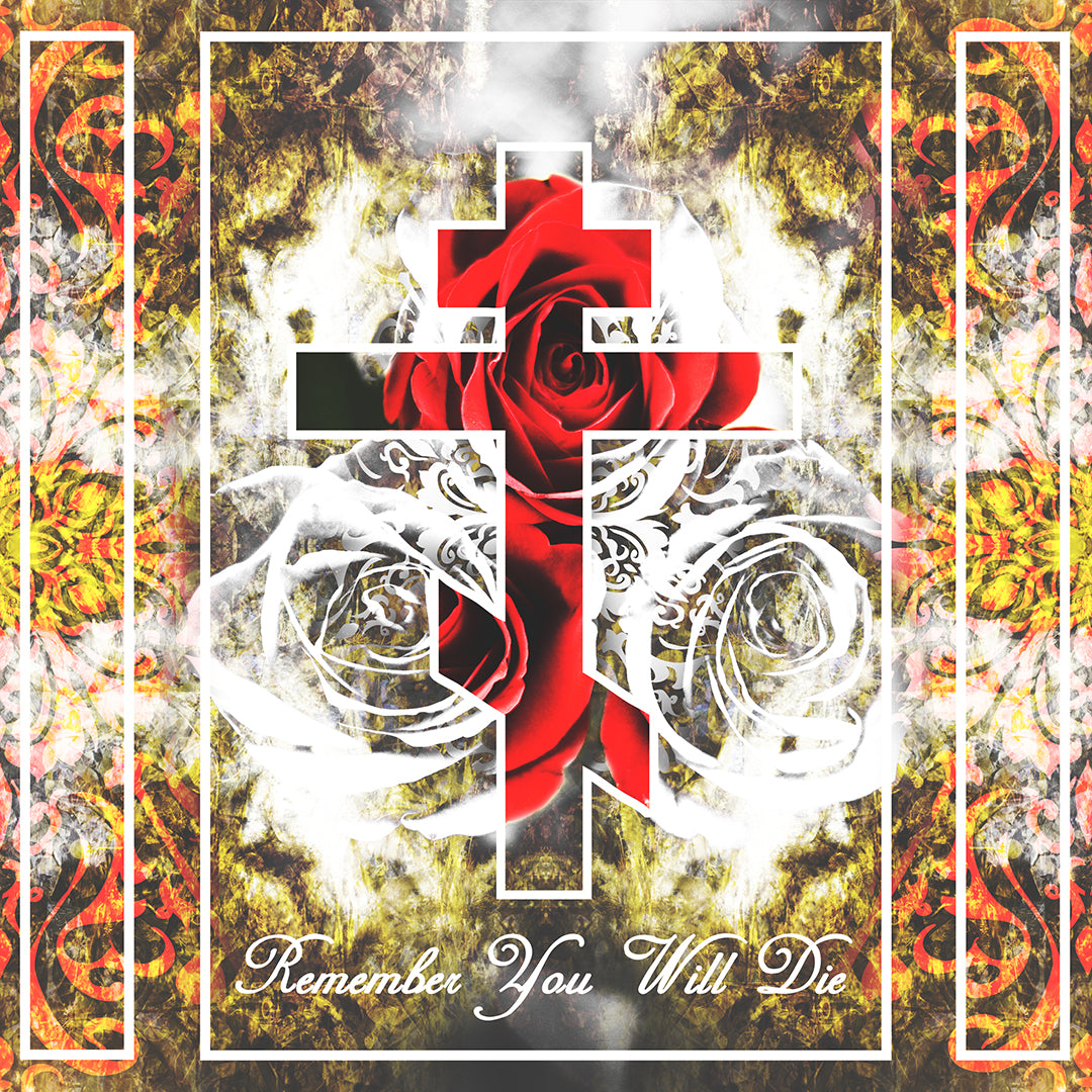 Remember You Will Die | Red Cross on Floral Texture | Orthodox Christian T-Shirt