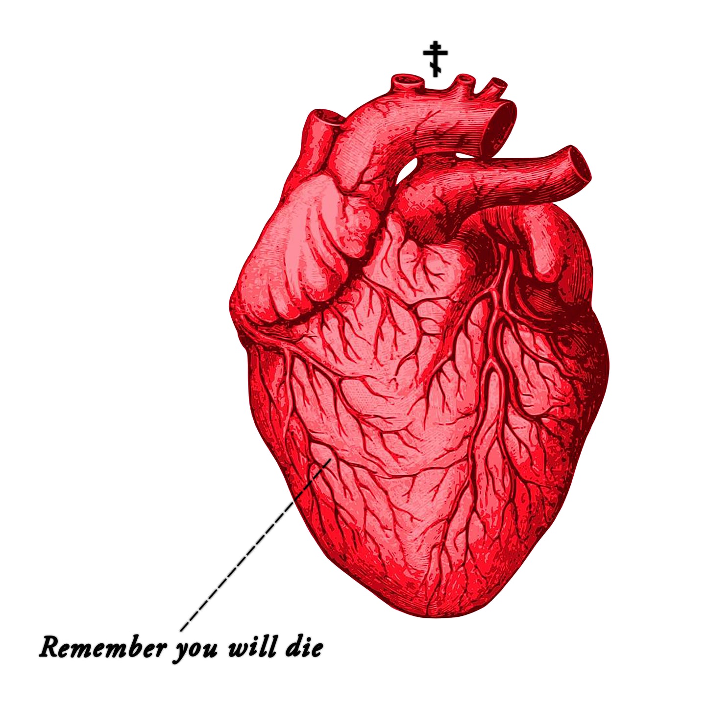 Remember You Will Die Retro Medical Textbook Heart Design | Orthodox Christian Hoodie / Hooded Sweatshirt-Remembrance of Death