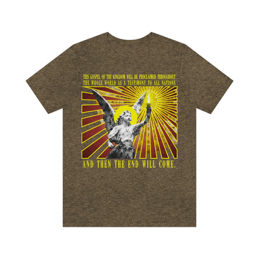 And Then the End Will Come (Matthew 24:14) Cemetery Angel Holding Lamp Emitting Rays | Orthodox Christian T-Shirt