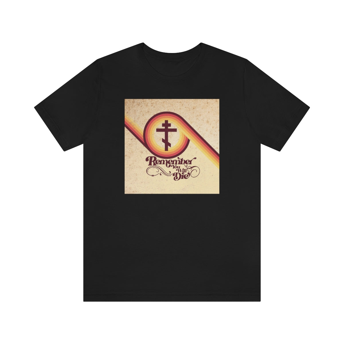 Remember You Will Die | Beige Spiral 70s Typography Design | Orthodox Christian T-Shirt