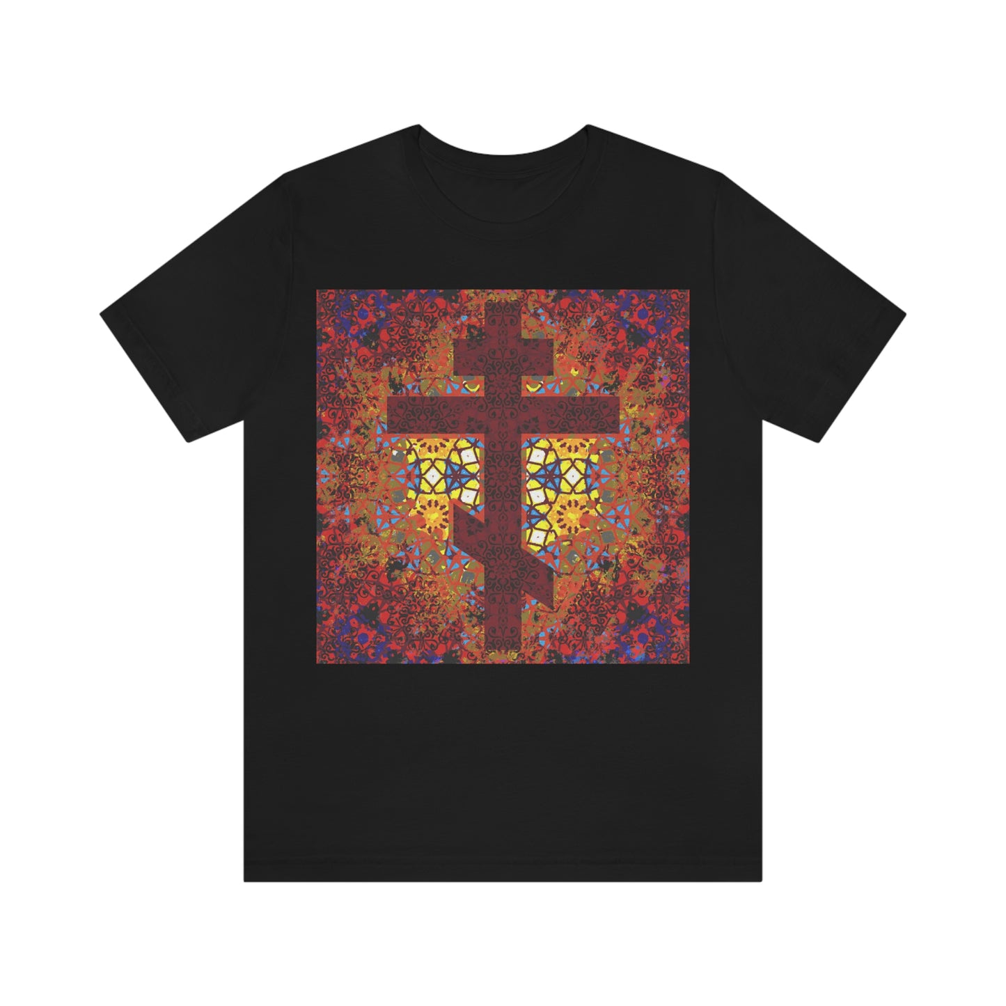 Stained Glass Cross Design No. 1 | Orthodox Christian T-Shirt