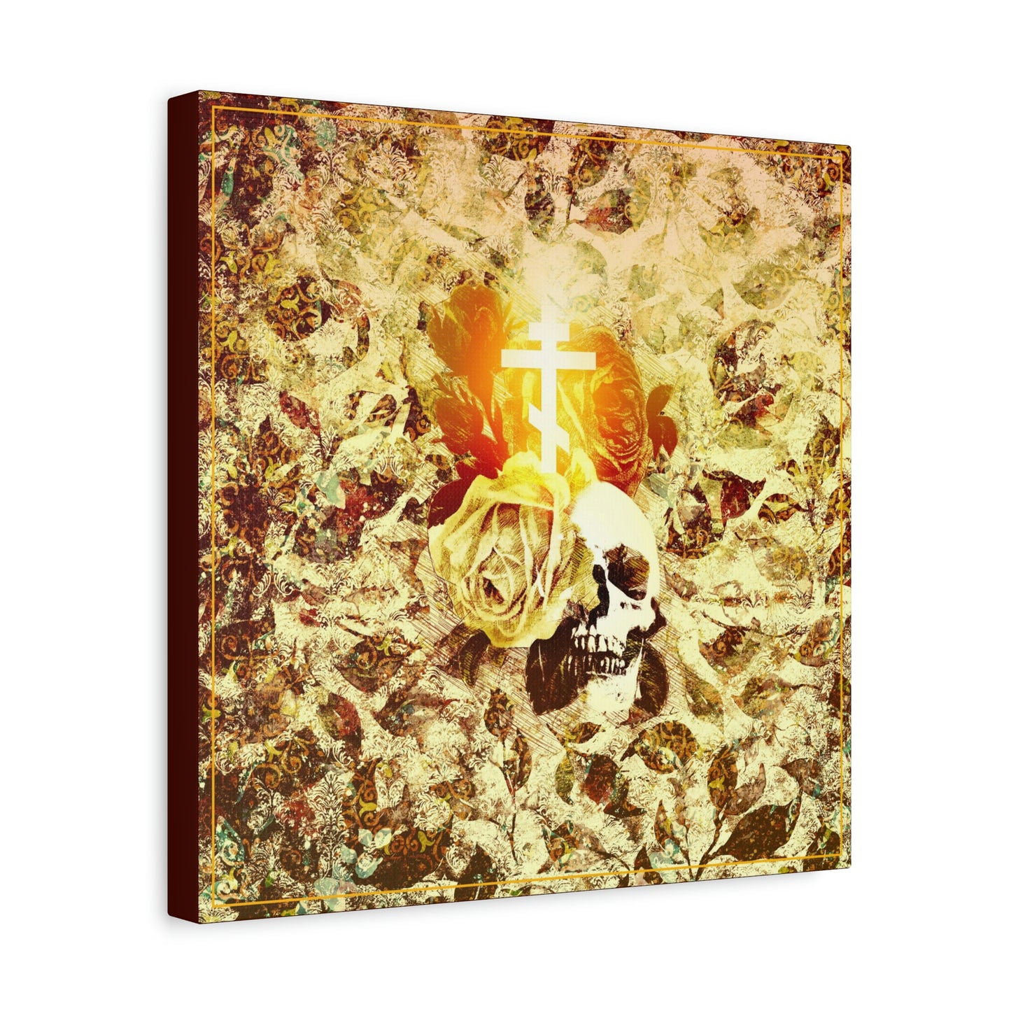 Art Cross: Rose & Skull No. 1 | Orthodox Christian Canvas Art