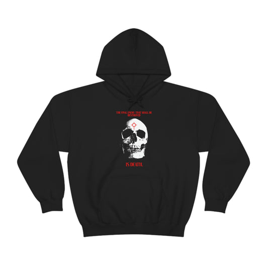 The Final Enemy That Shall Be Destroyed (1 Cor 15:26) | Skull in Crosshairs | Gothic Style Orthodox Christian Hoodie / Hooded Sweatshirt