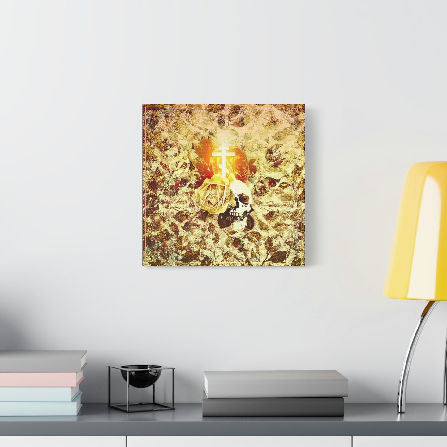 Art Cross: Rose & Skull No. 1 | Orthodox Christian Canvas Art