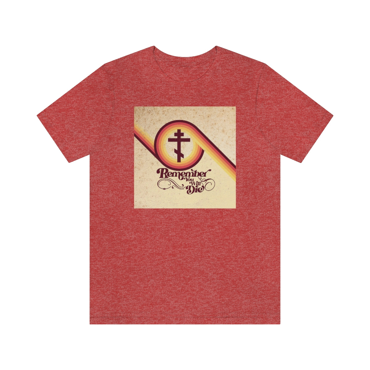 Remember You Will Die | Beige Spiral 70s Typography Design | Orthodox Christian T-Shirt