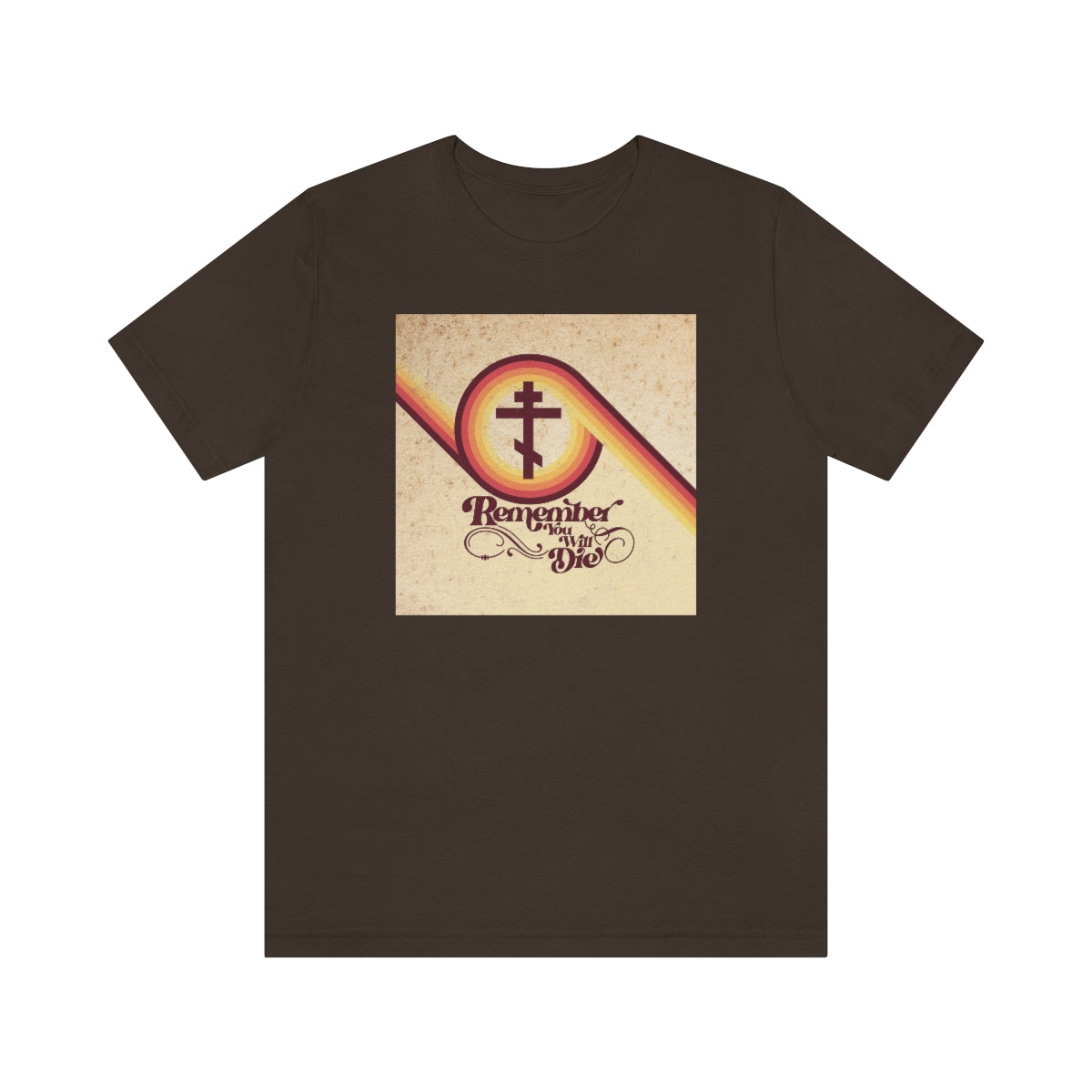 Remember You Will Die | Beige Spiral 70s Typography Design | Orthodox Christian T-Shirt