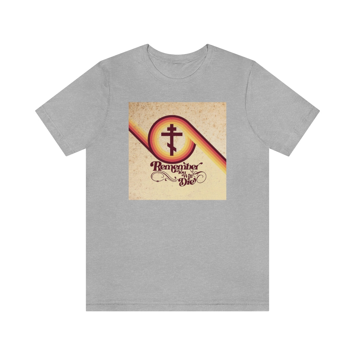 Remember You Will Die | Beige Spiral 70s Typography Design | Orthodox Christian T-Shirt