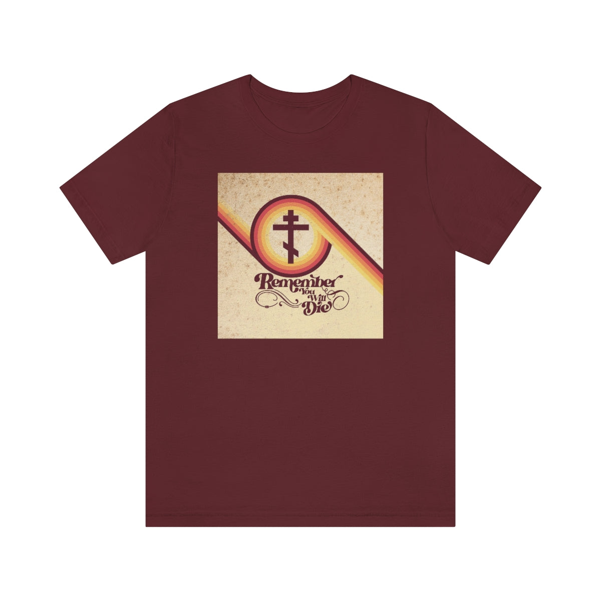 Remember You Will Die | Beige Spiral 70s Typography Design | Orthodox Christian T-Shirt