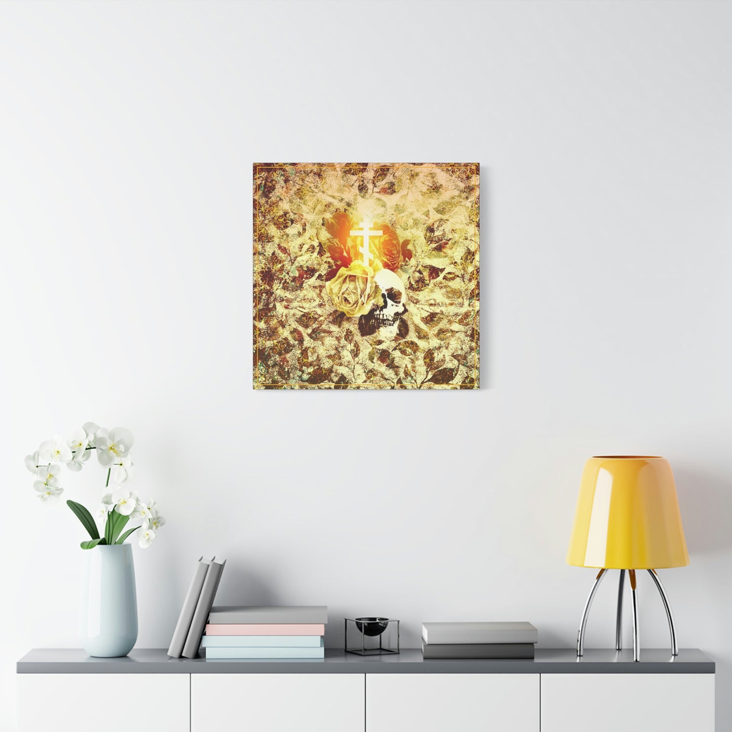 Art Cross: Rose & Skull No. 1 | Orthodox Christian Canvas Art